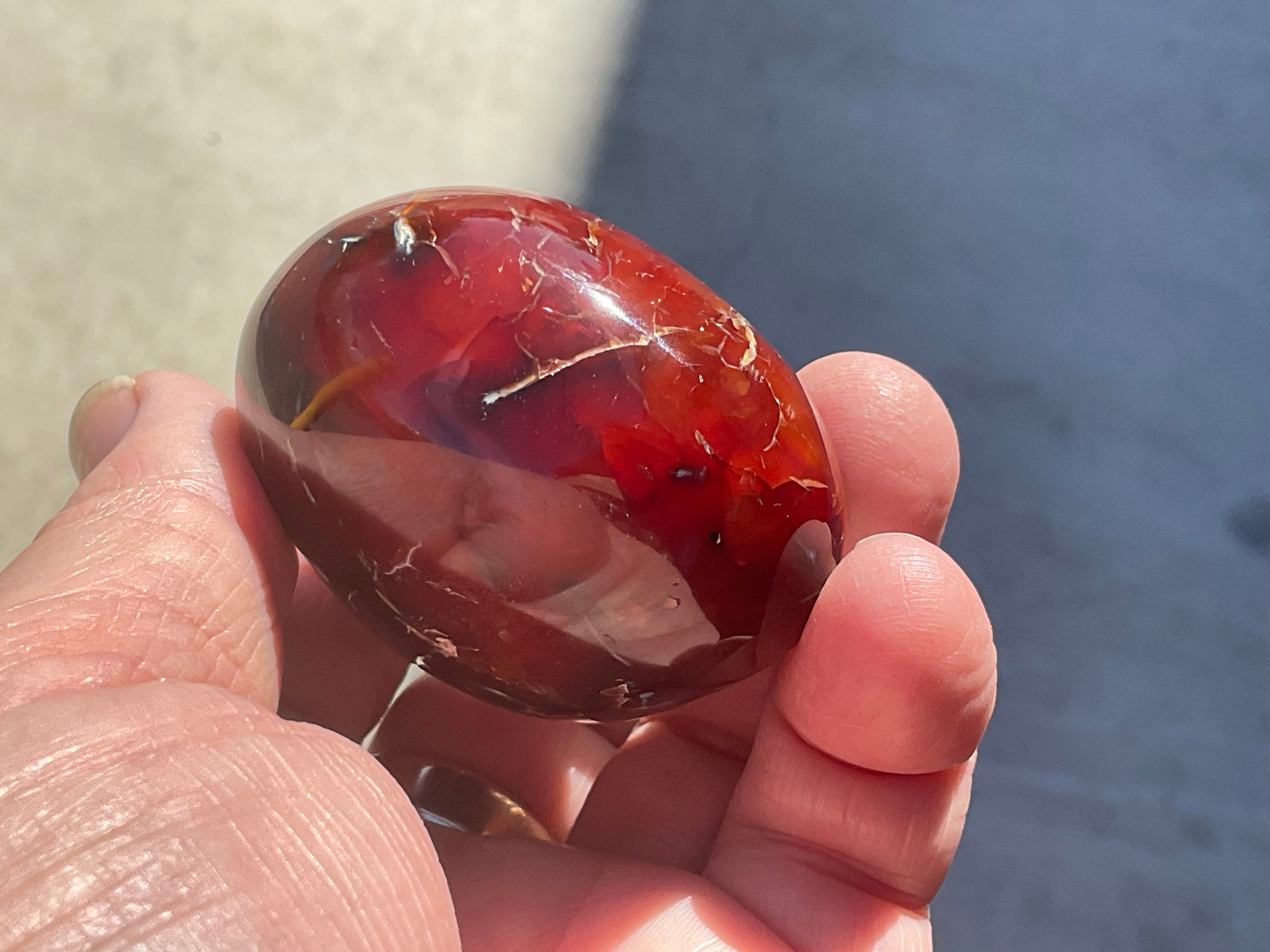 118g Carnelian Orca Agate Palmstone 3B