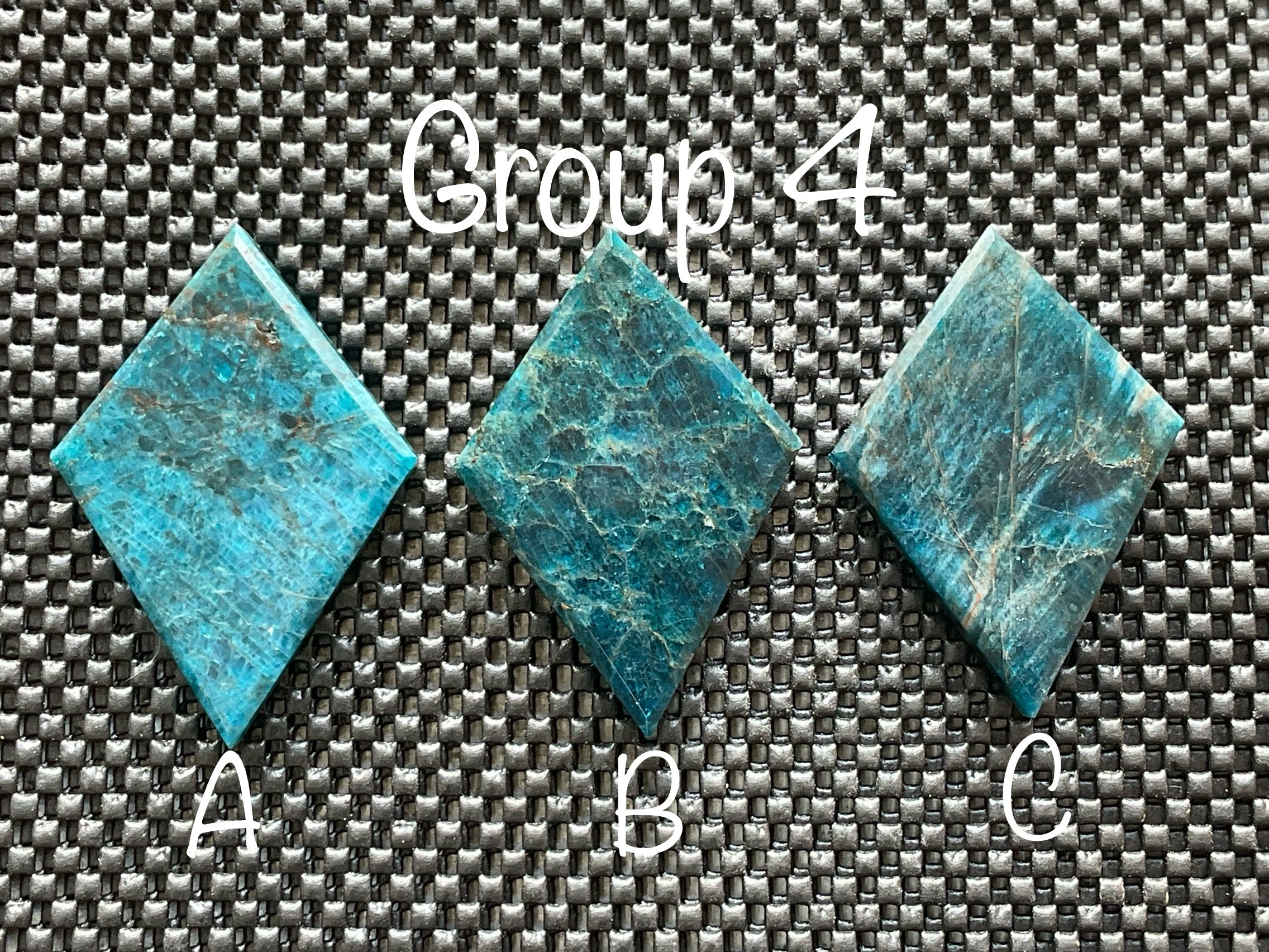 94g Blue Apatite Polished Diamond with stand 4C