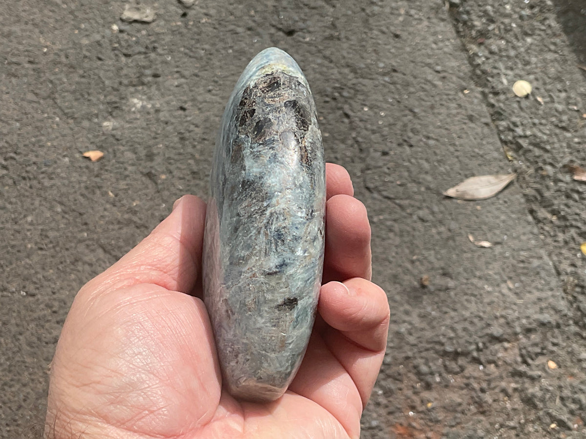 513g Polished Blue/Green Kyanite Teardrop Freeform 2A