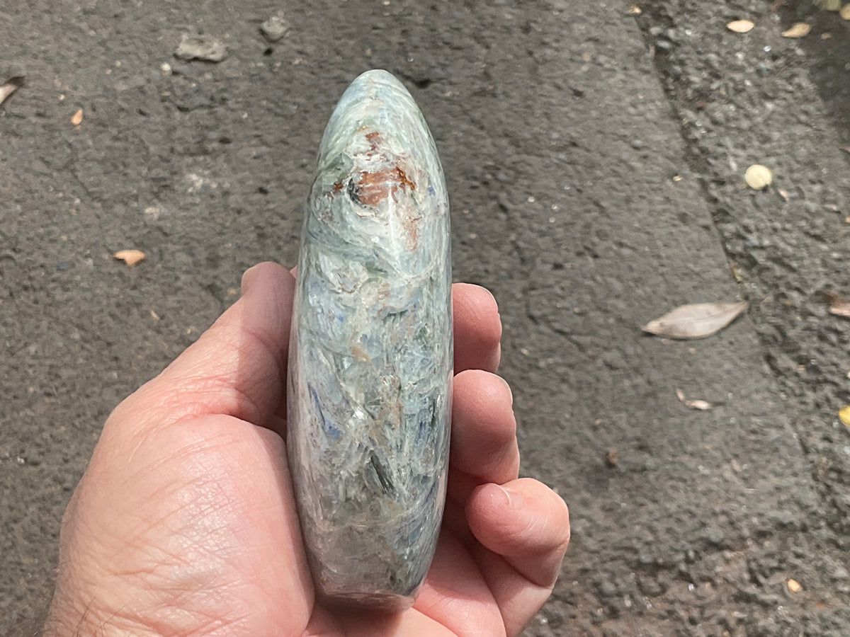 527g Polished Blue/Green Kyanite Teardrop Freeform 2B