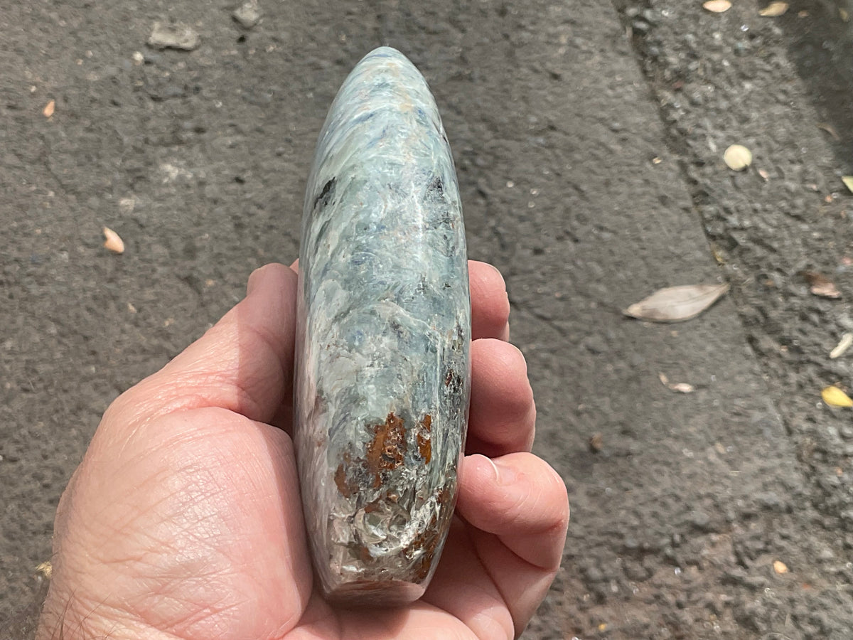 527g Polished Blue/Green Kyanite Teardrop Freeform 2B