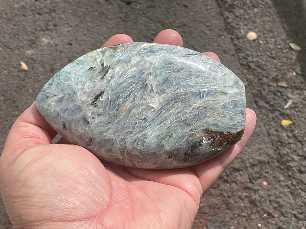 527g Polished Blue/Green Kyanite Teardrop Freeform 2B