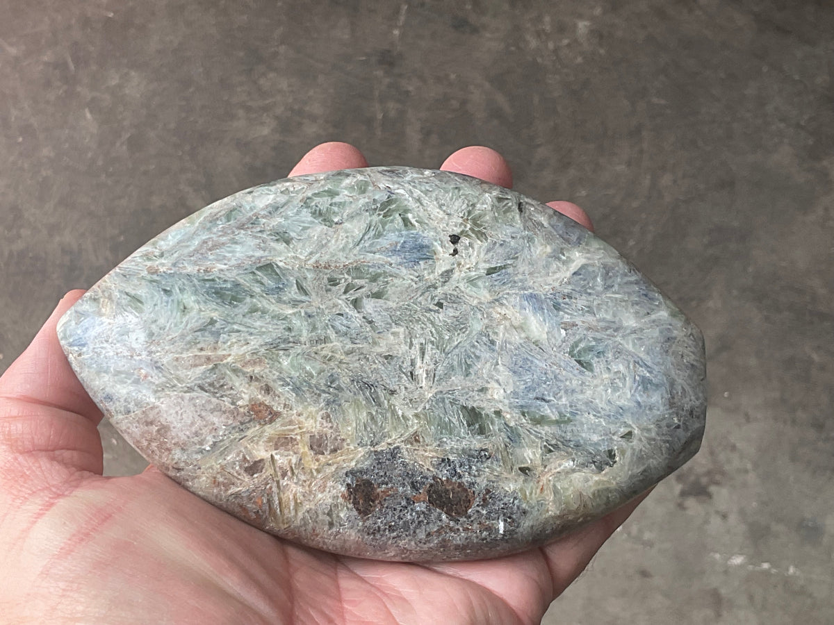 635g Polished Blue/Green Kyanite Teardrop Freeform 2C