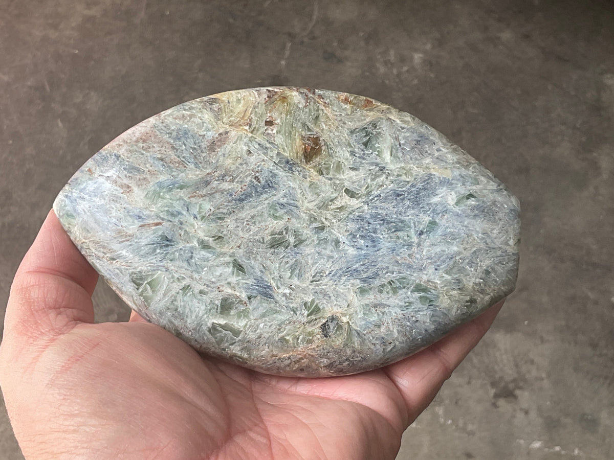 635g Polished Blue/Green Kyanite Teardrop Freeform 2C