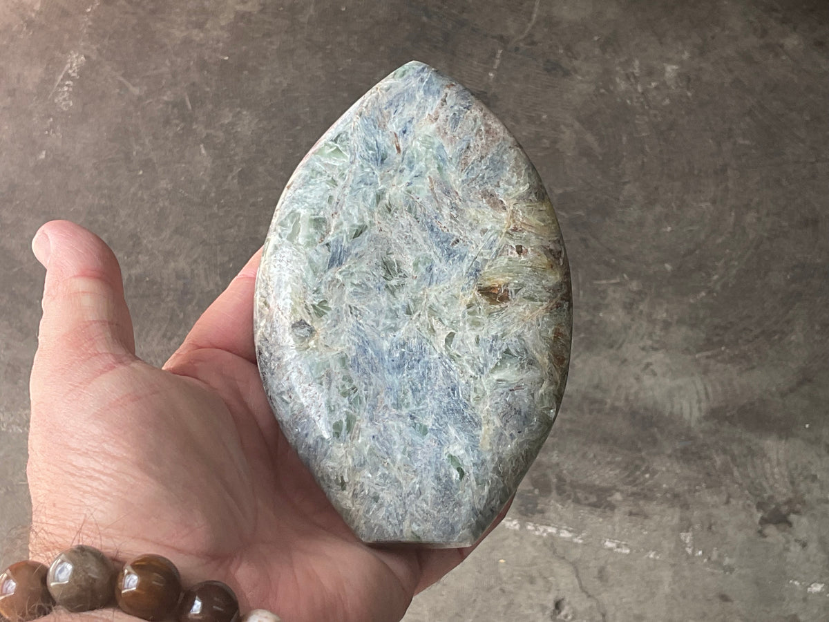 635g Polished Blue/Green Kyanite Teardrop Freeform 2C
