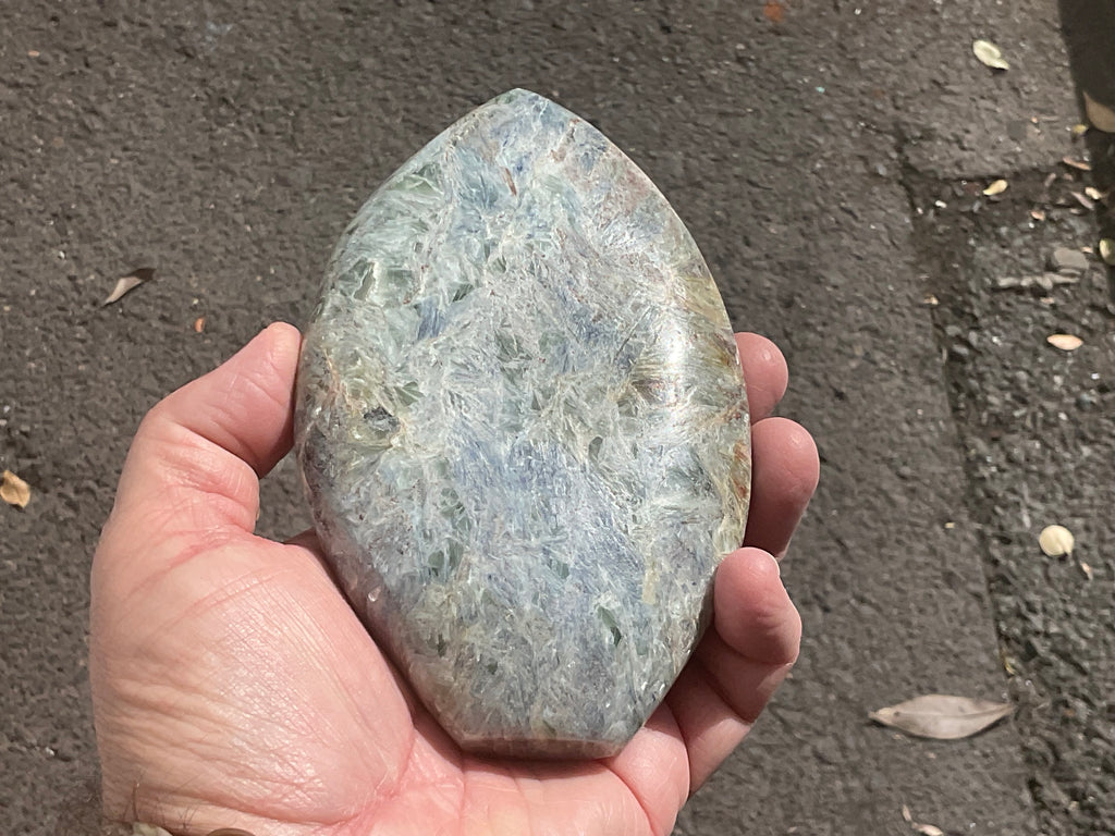 635g Polished Blue/Green Kyanite Teardrop Freeform 2C