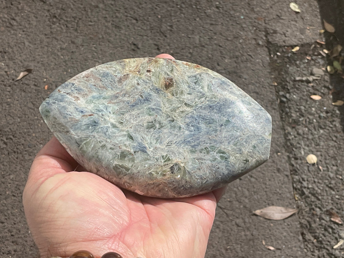 635g Polished Blue/Green Kyanite Teardrop Freeform 2C
