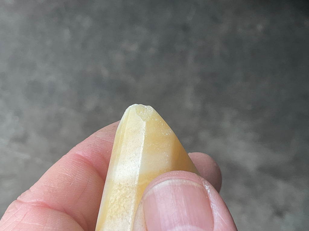 123g Orange Banded Calcite Polished Freeform Diamond 1C