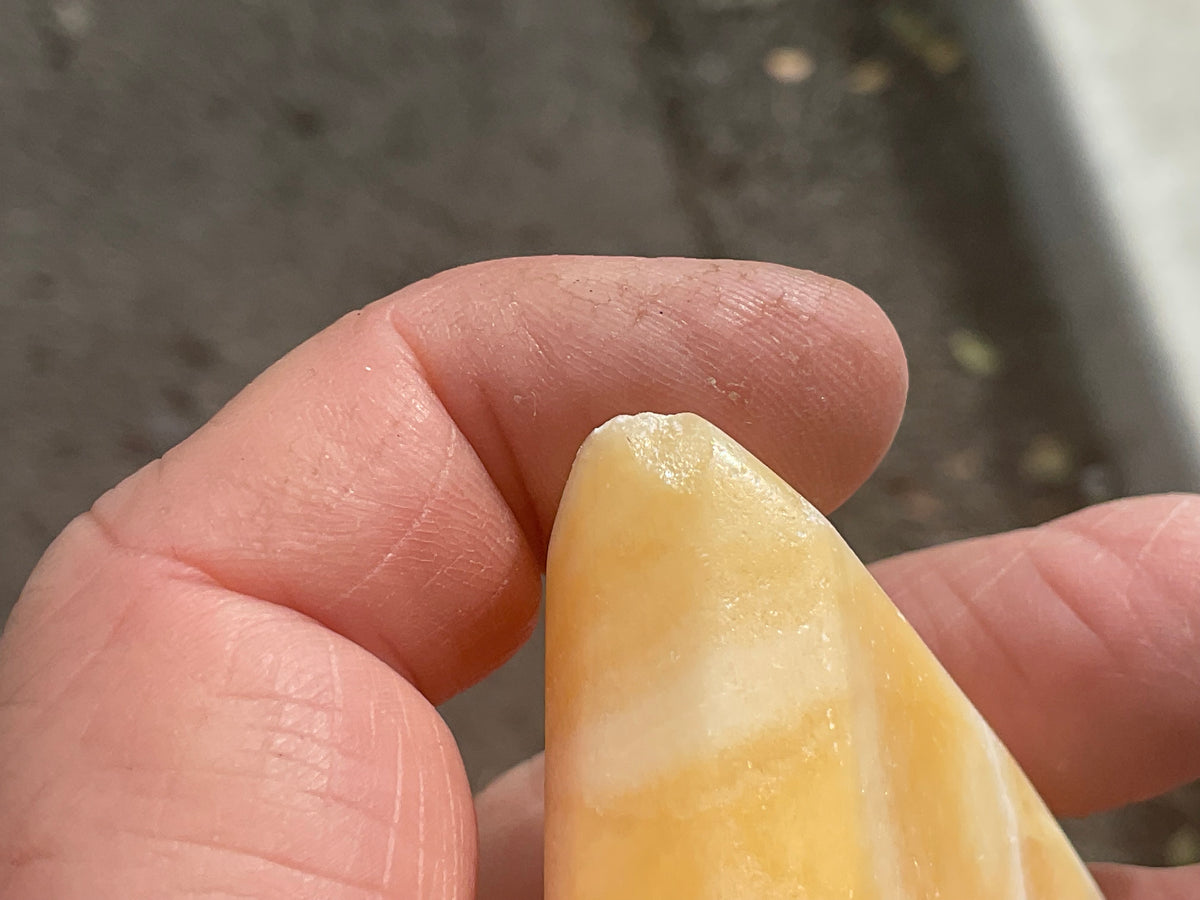 123g Orange Banded Calcite Polished Freeform Diamond 1C
