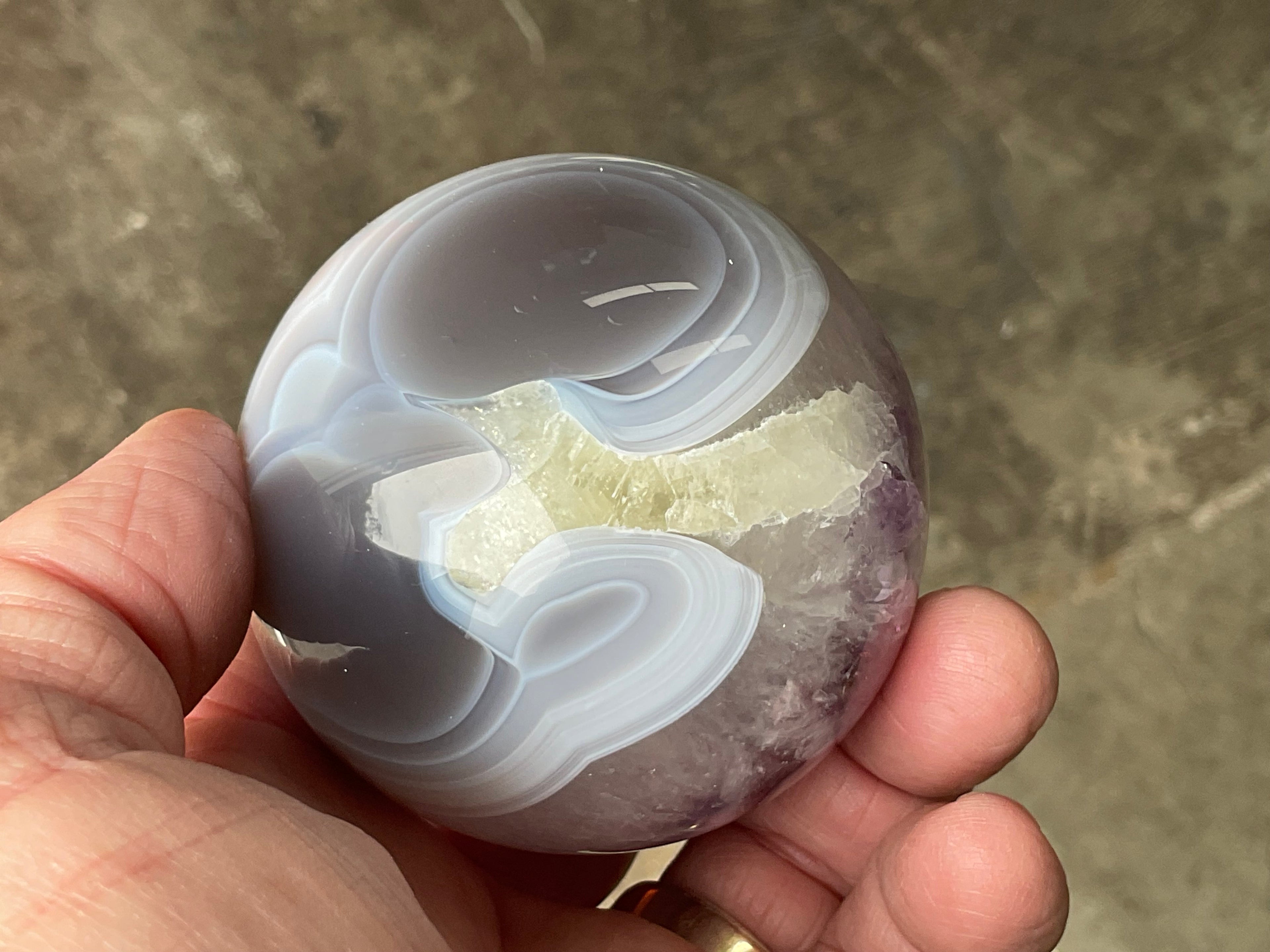 372g Amethyst Agate Sphere C