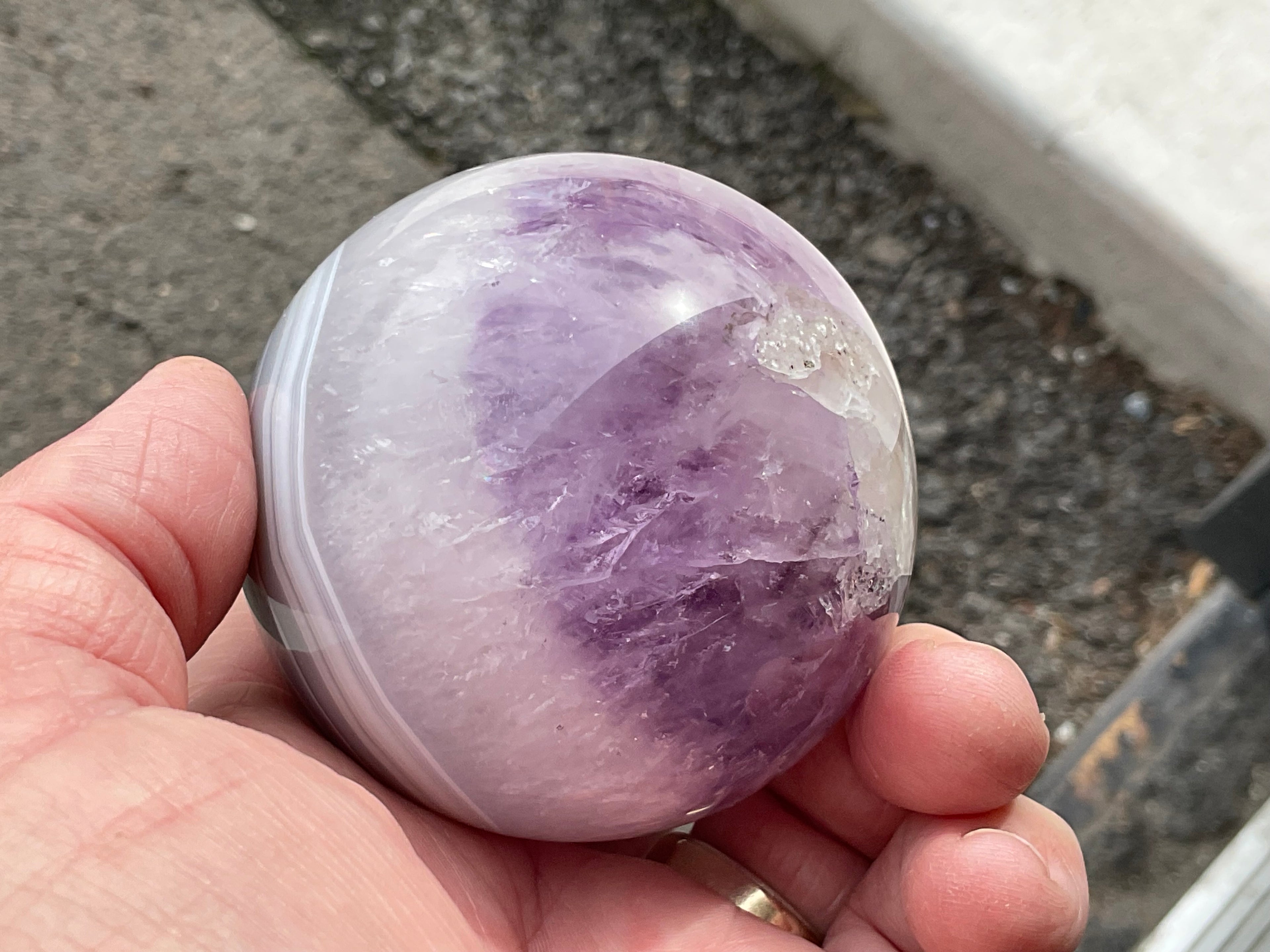 372g Amethyst Agate Sphere C