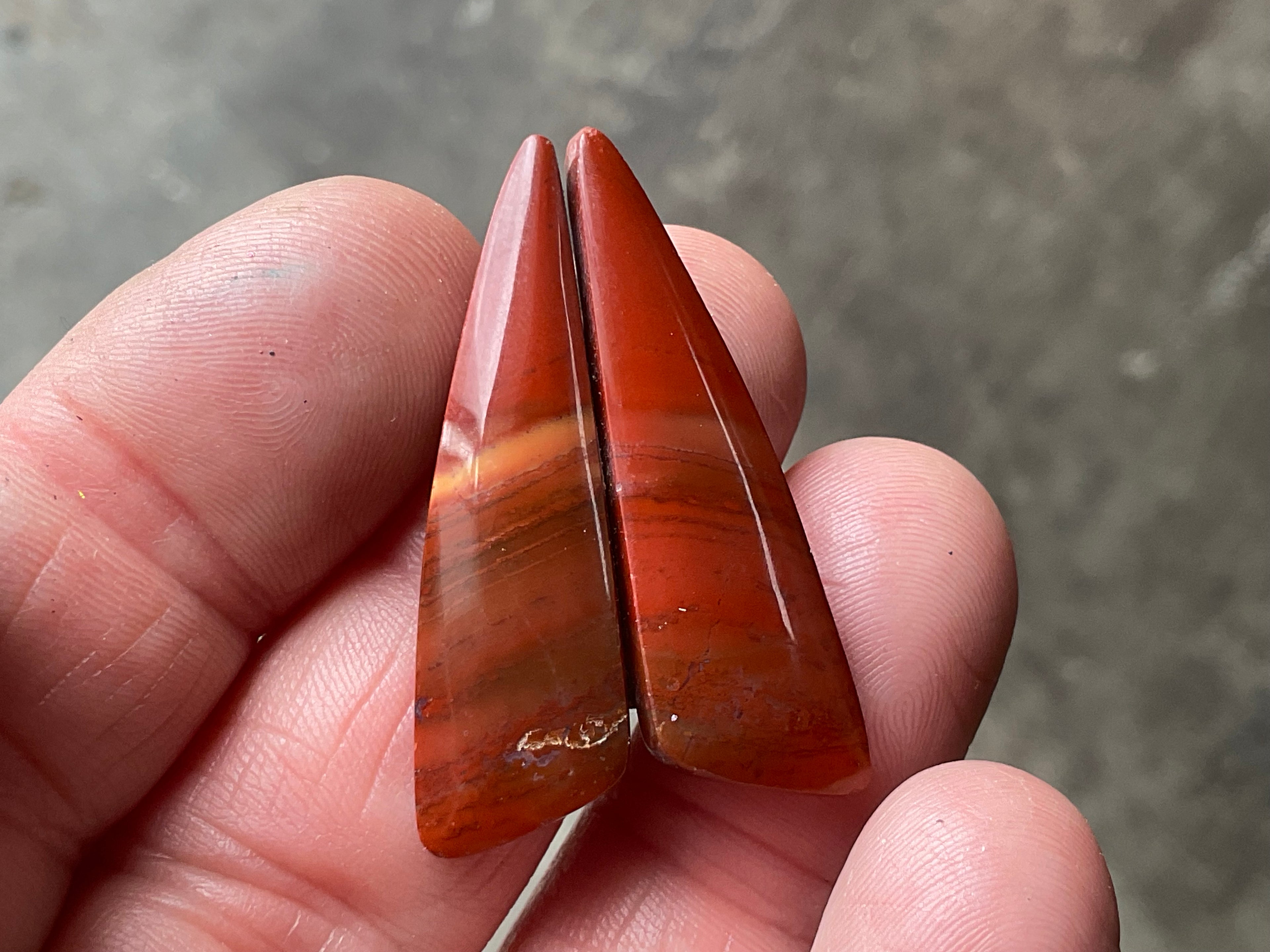 Red Jasper Cabochon Pair