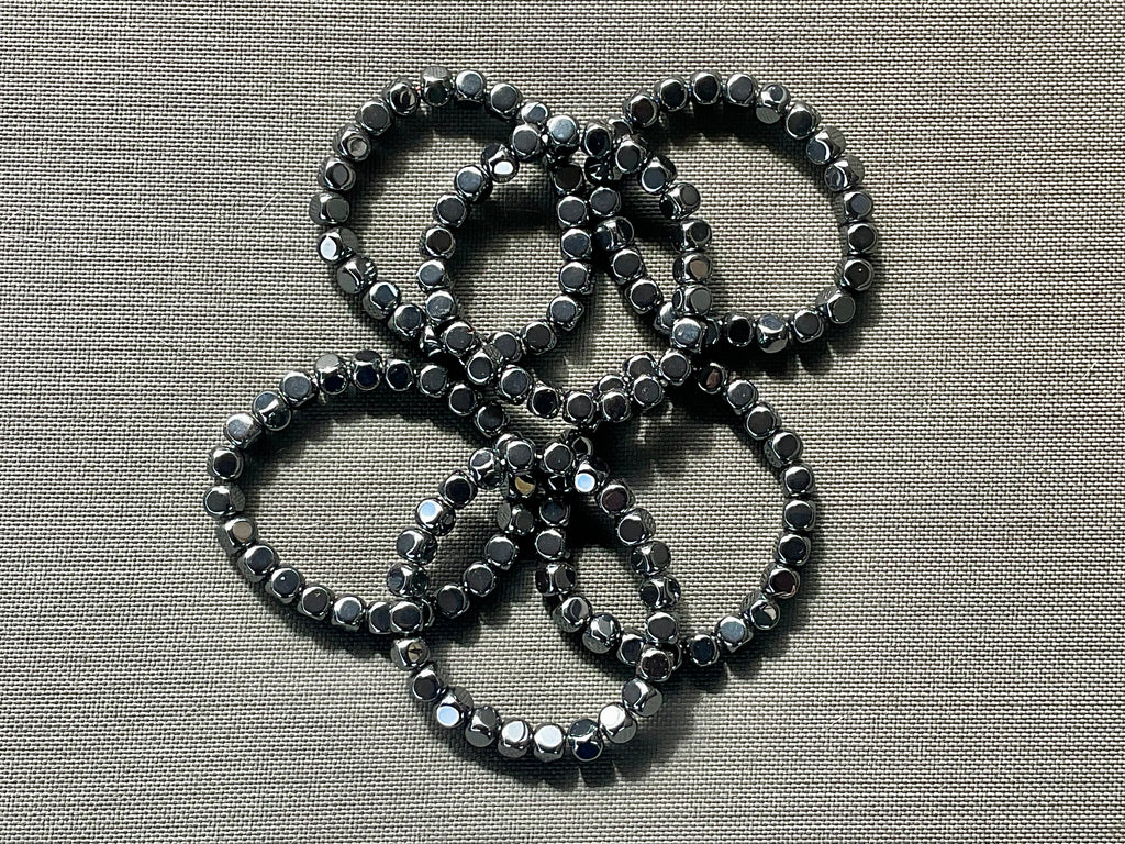 Hematite Cube Shaped Bead Bracelet