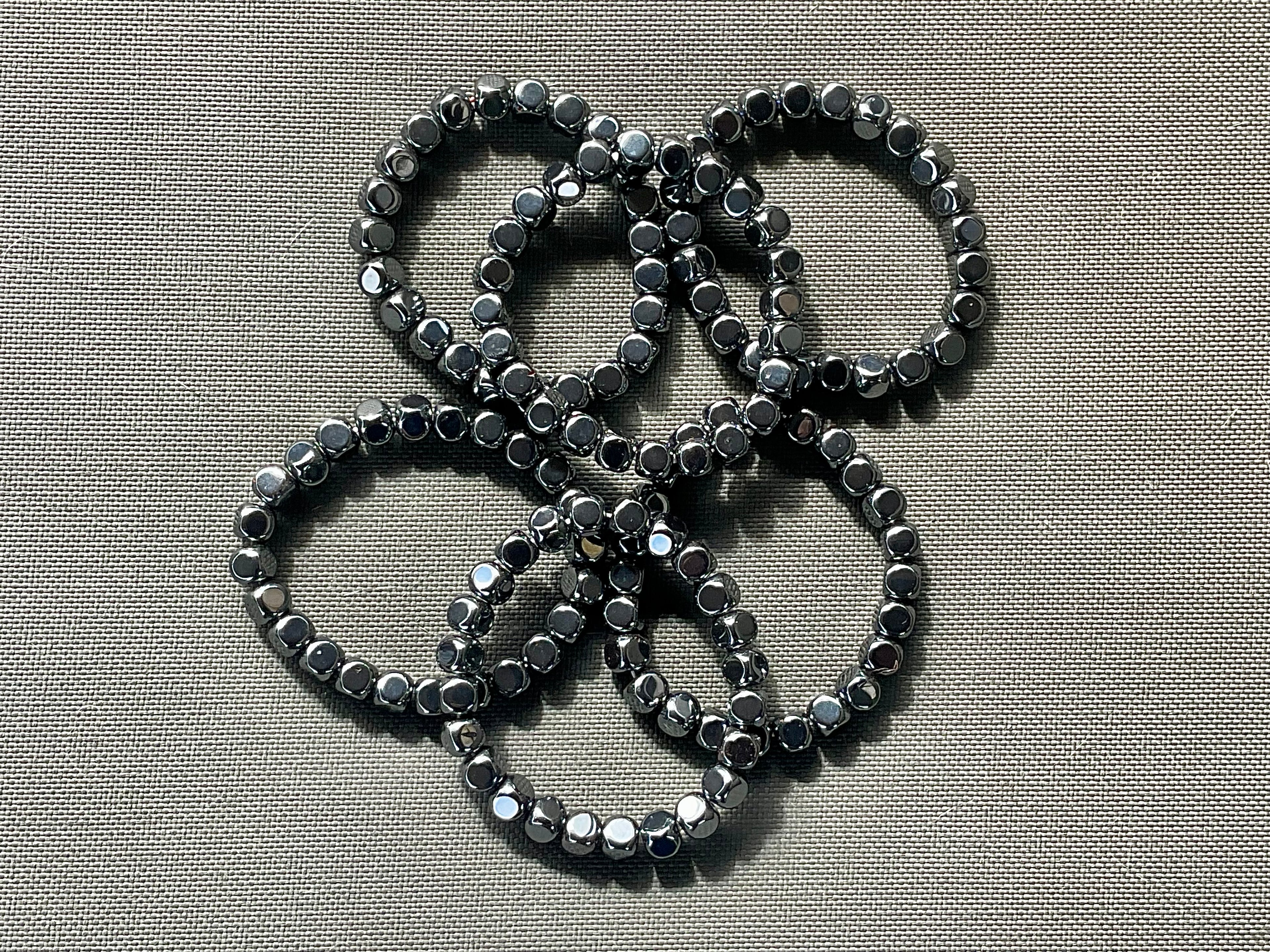 Hematite Cube Shaped Bead Bracelet