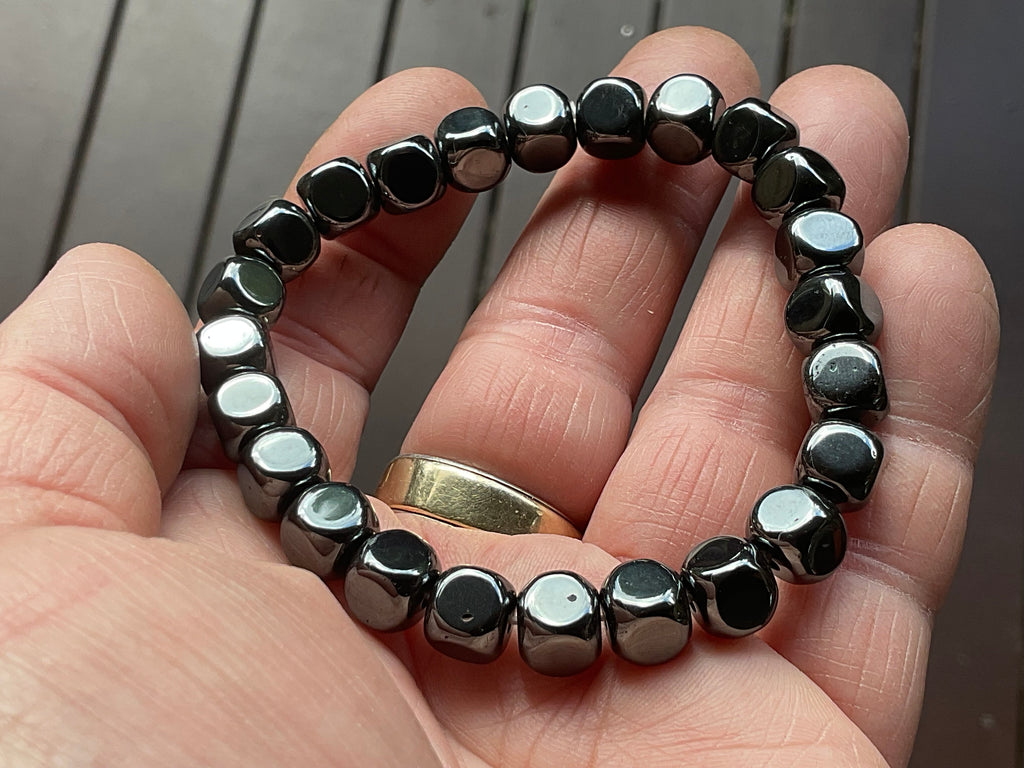 Hematite Cube Shaped Bead Bracelet