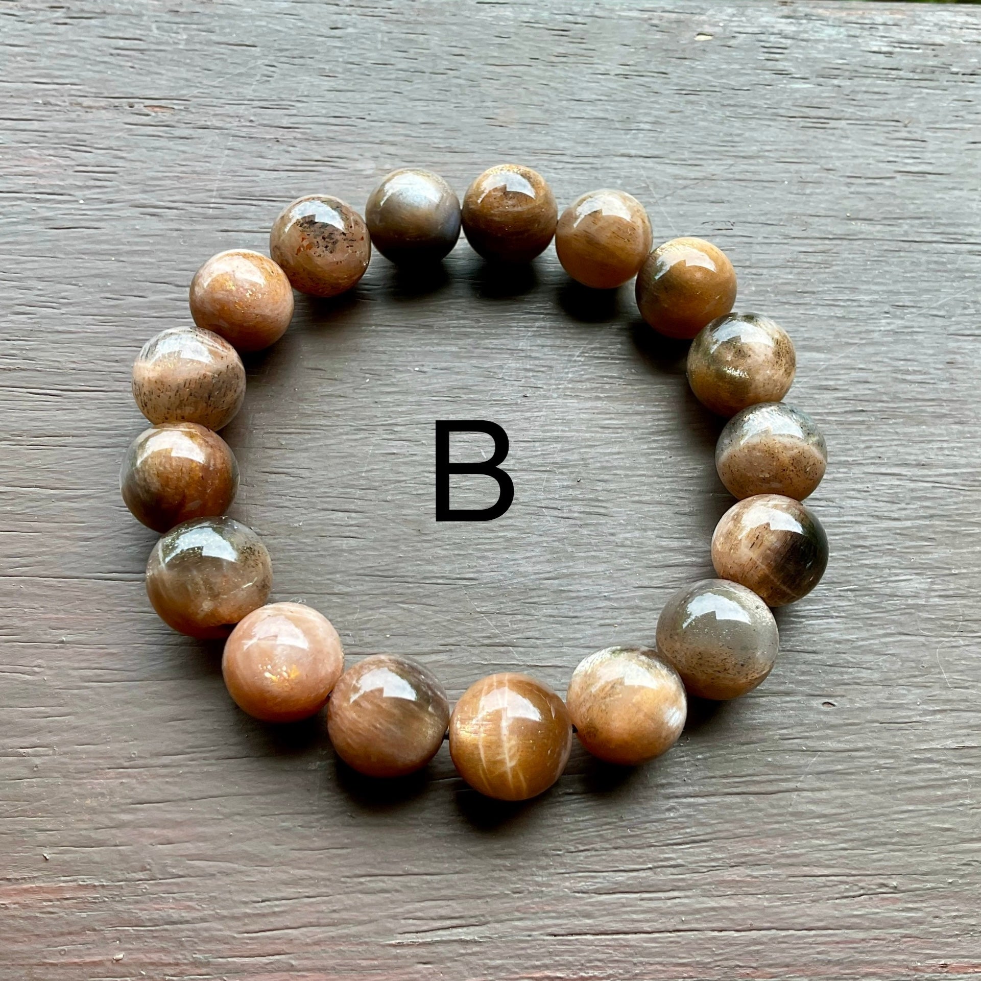 12mm Black Moonstone Bead Bracelet Group