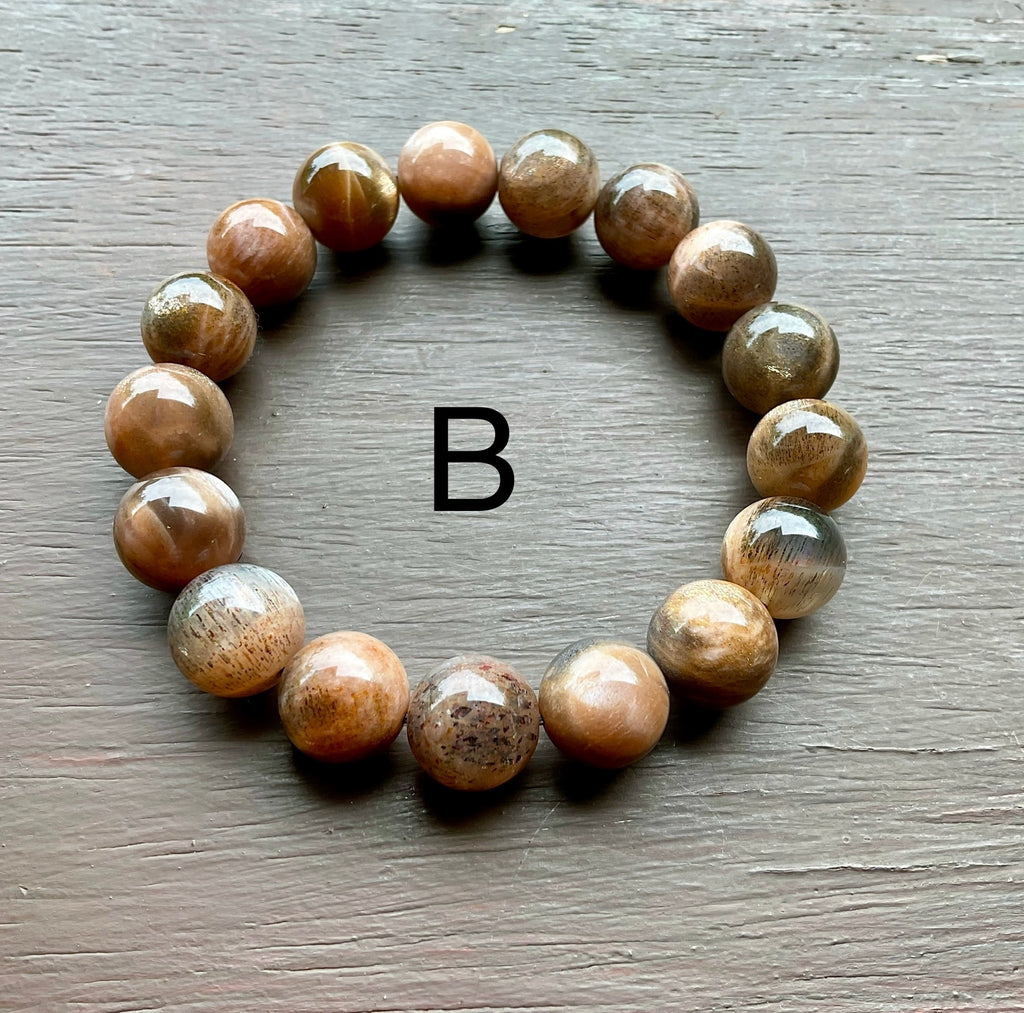 12mm Black Moonstone Bead Bracelet Group