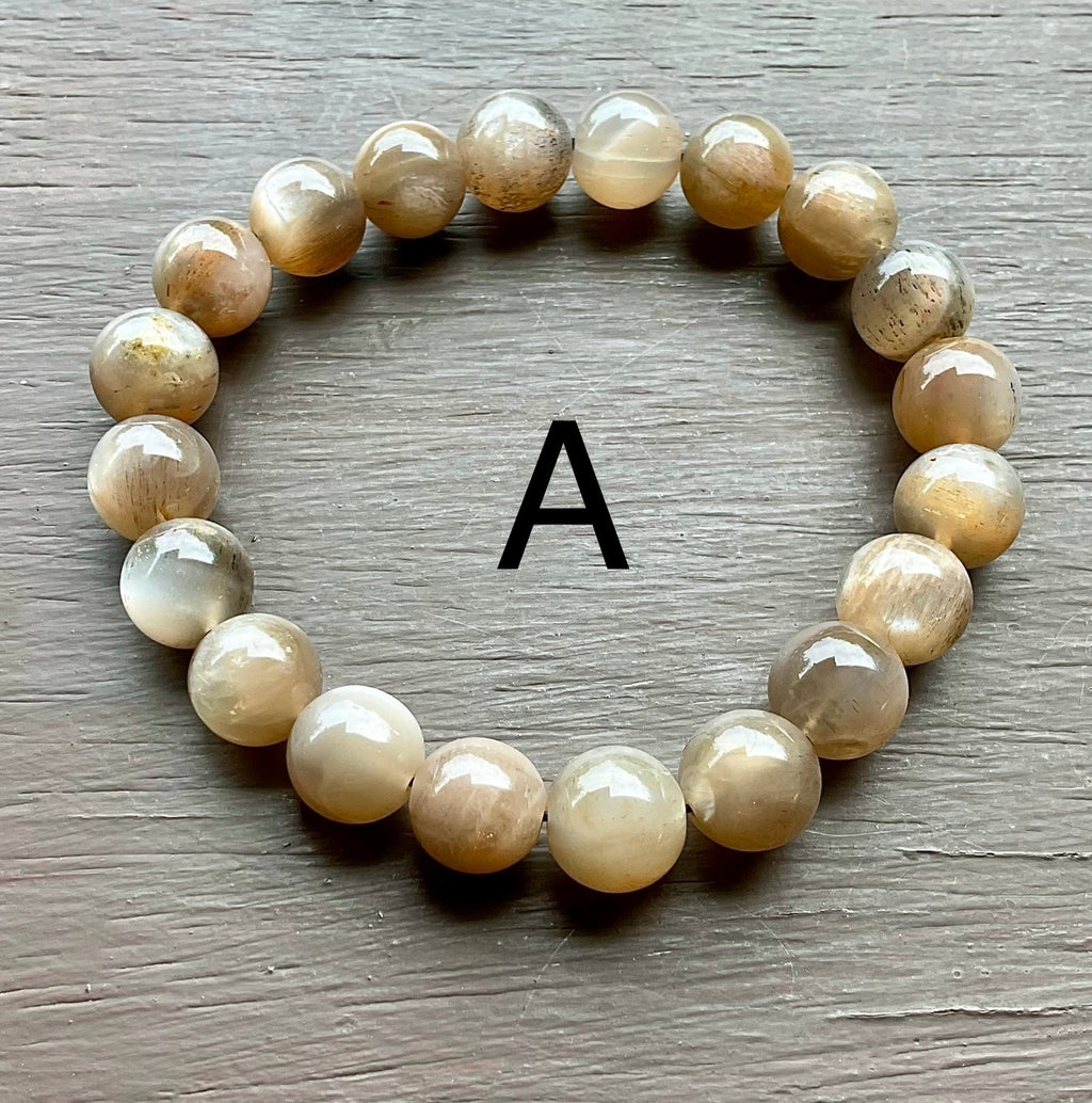 12mm Black Moonstone Bead Bracelet Group