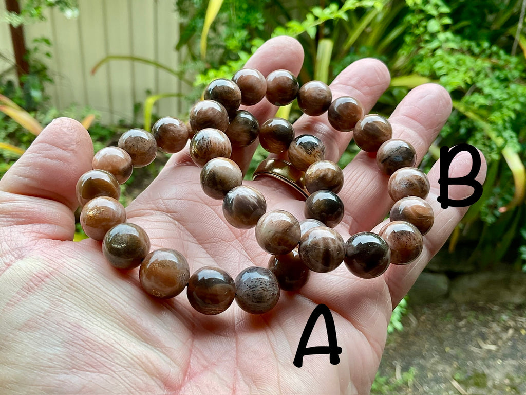 12mm Black Moonstone Bead Bracelet Group