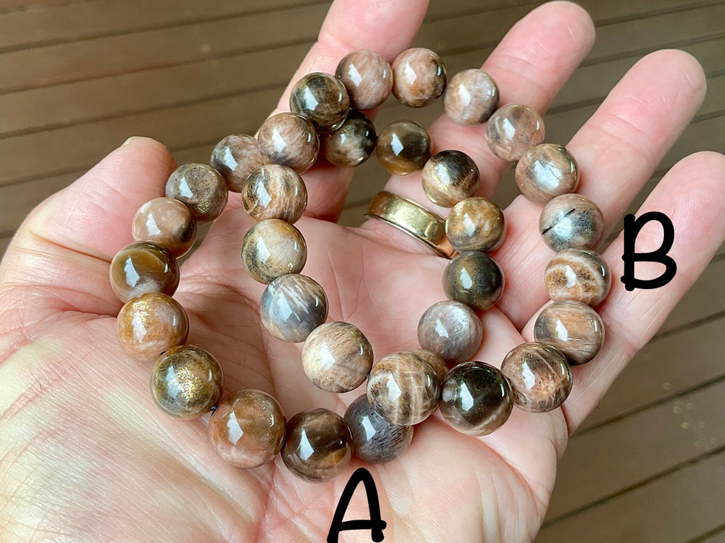 12mm Black Moonstone Bead Bracelet Group