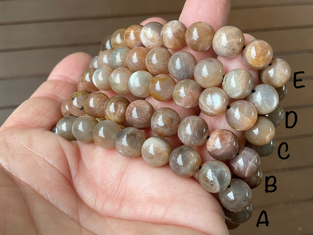 8mm Black Moonstone Bead Bracelet Group