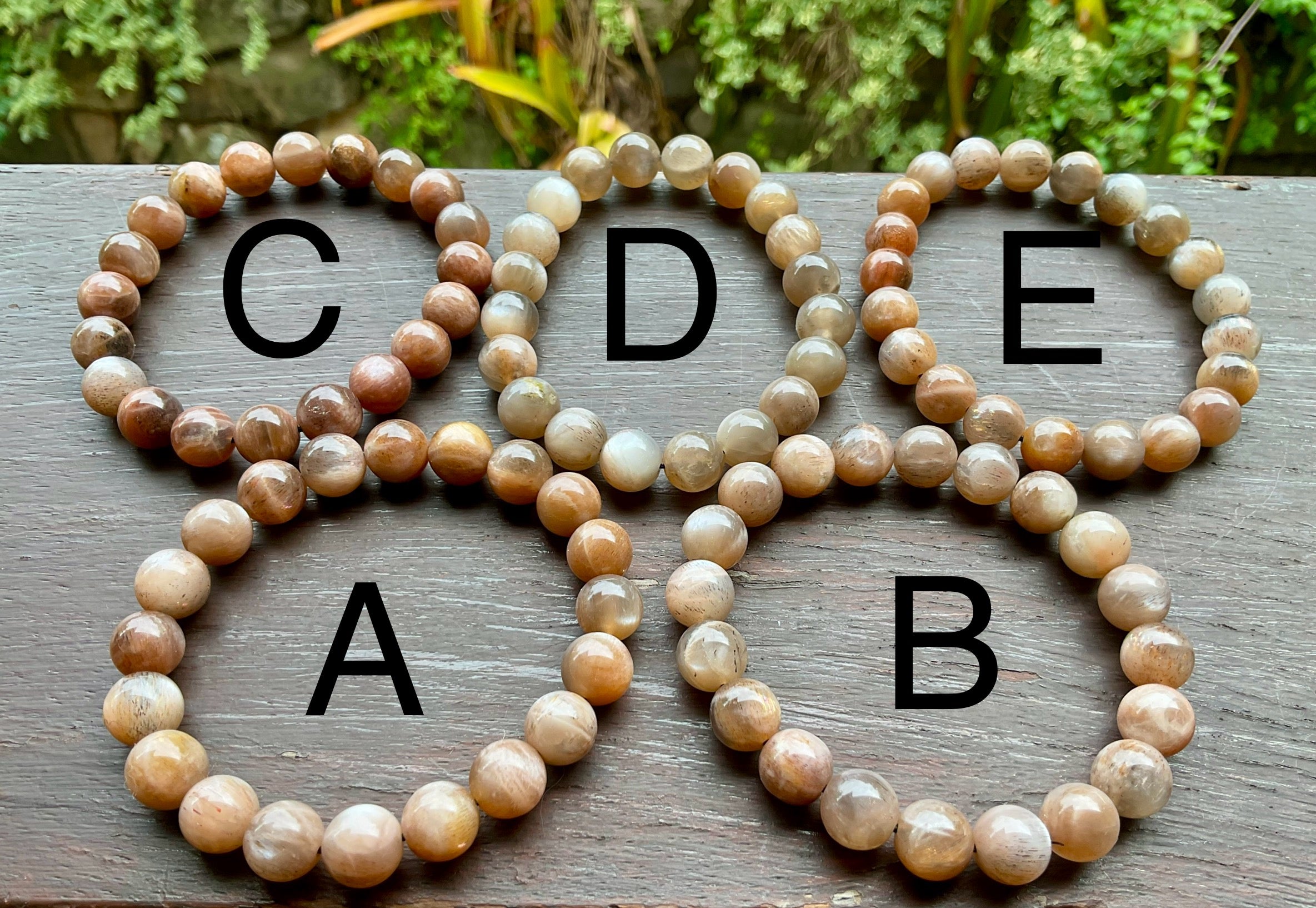 8mm Black Moonstone Bead Bracelet Group