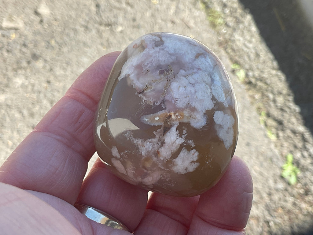 97g Flower Agate Palmstone 2D