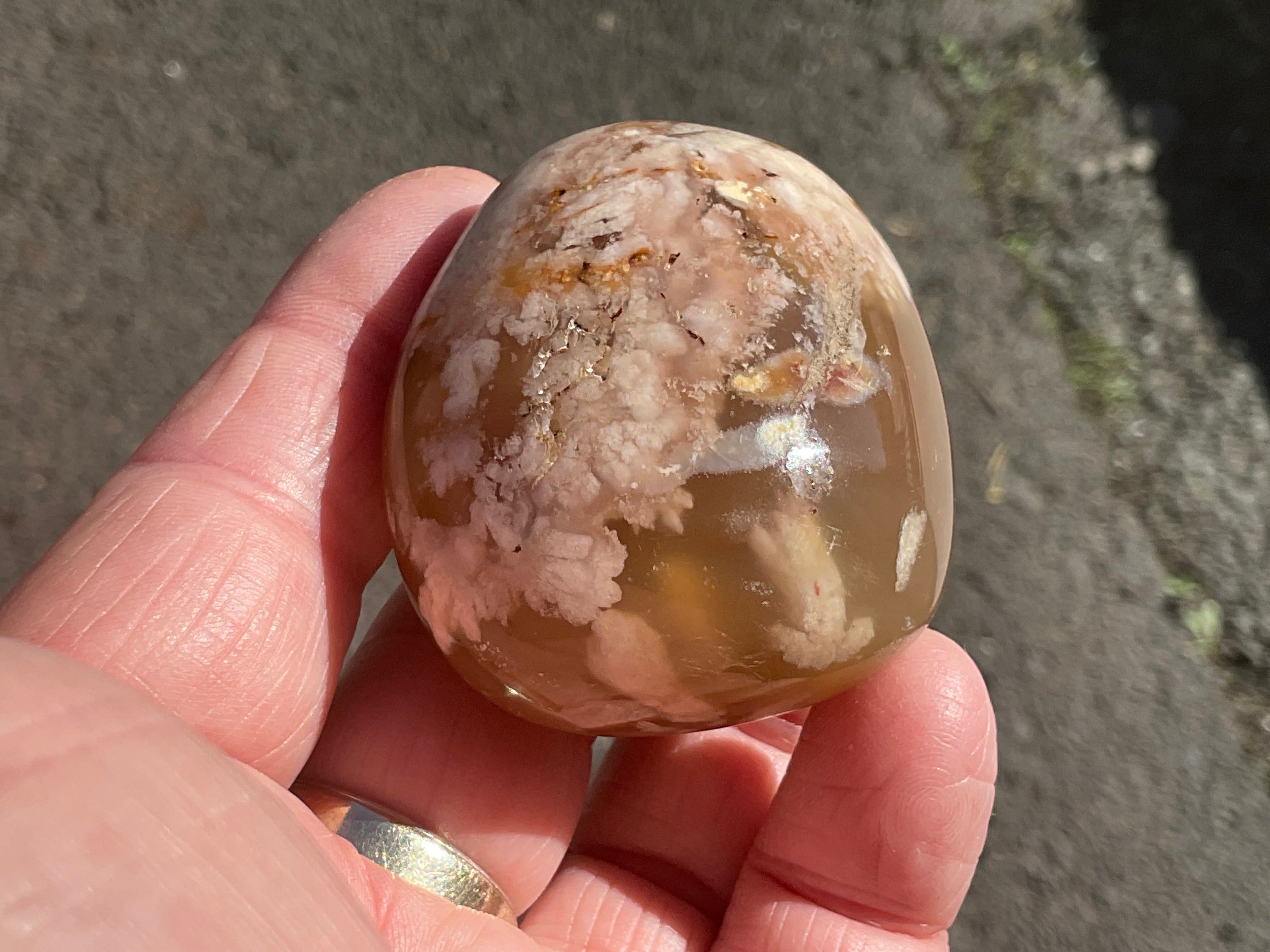 97g Flower Agate Palmstone 2D
