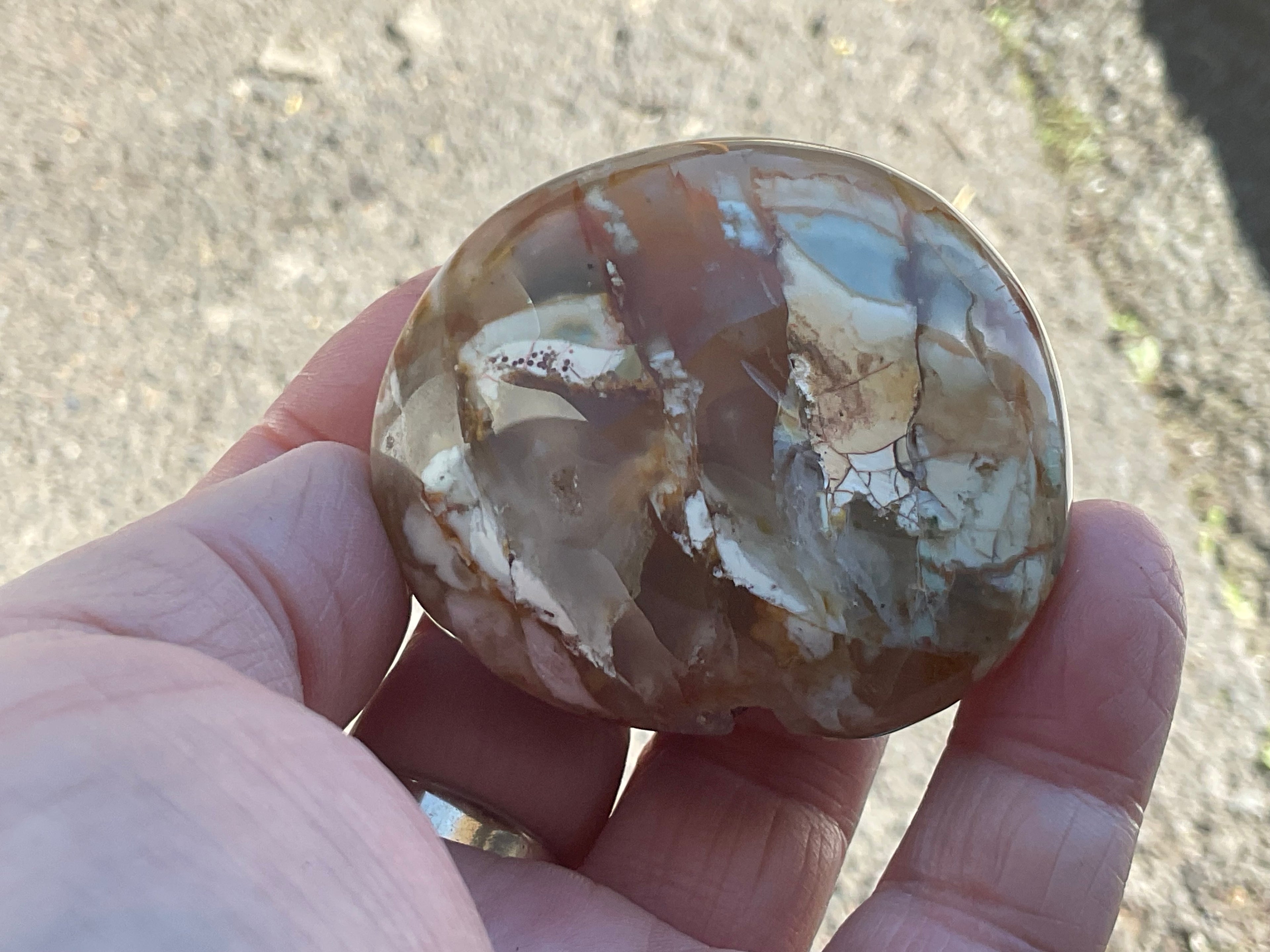 120g Flower Agate Palmstone 2E