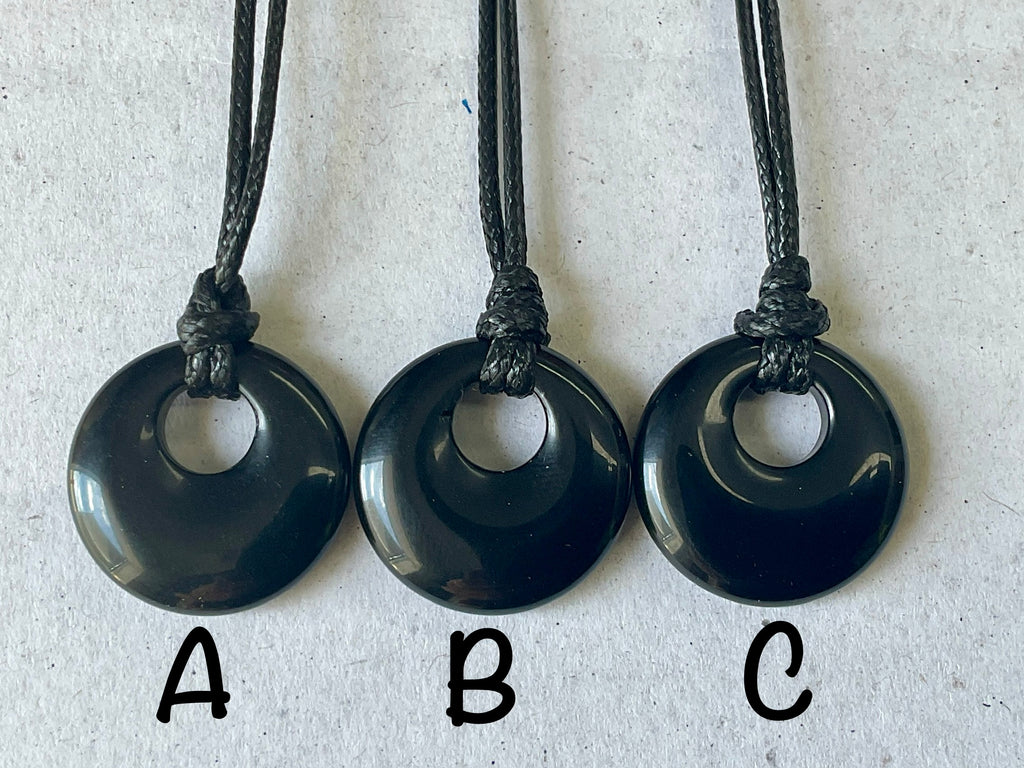 Black Obsidian Donut (Pi Stone) Variation Necklace Group 1