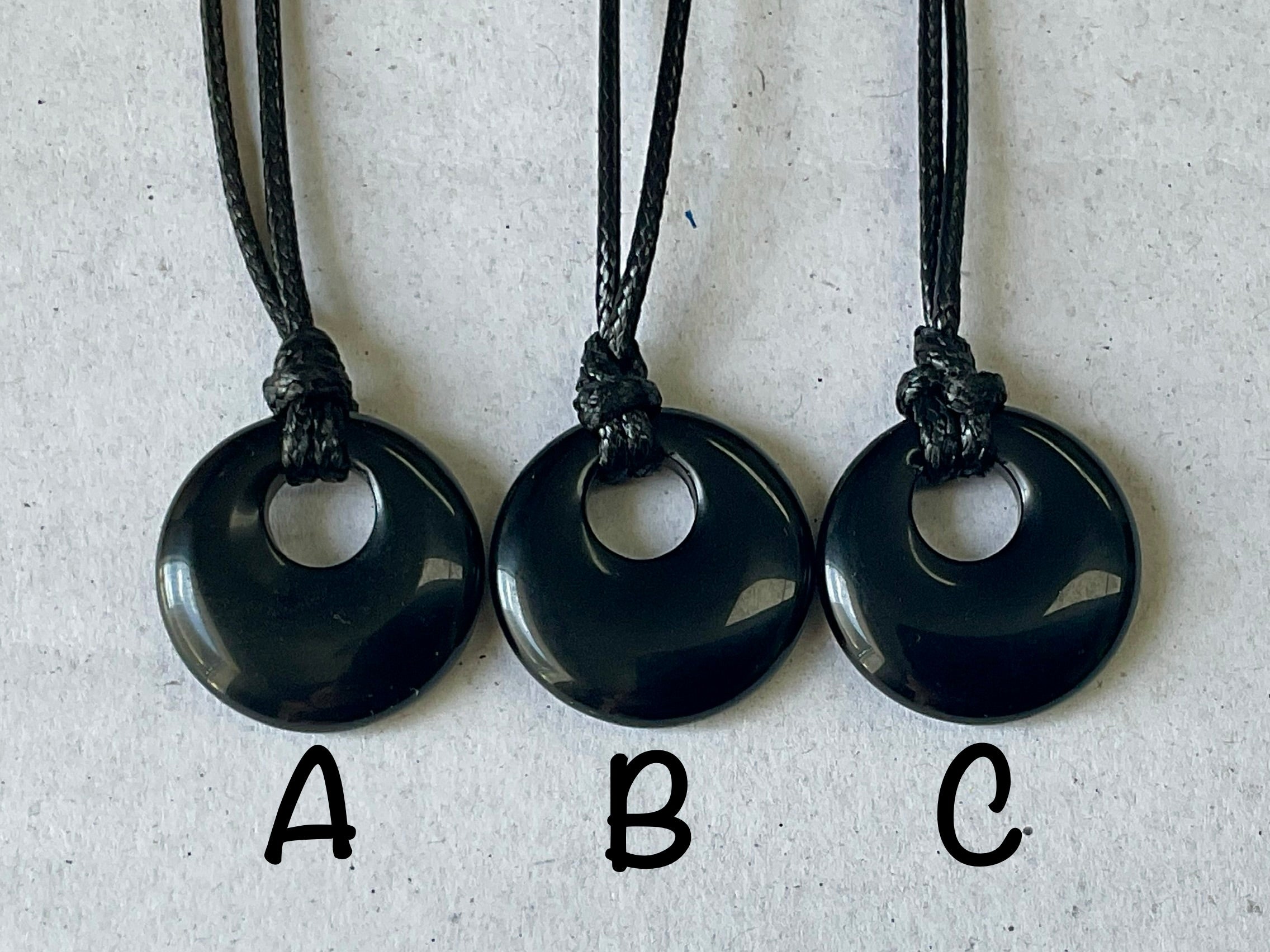 Black Obsidian Donut (Pi Stone) Variation Necklace Group 1