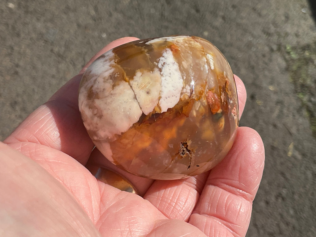 120g Flower Agate Palmstone 2E