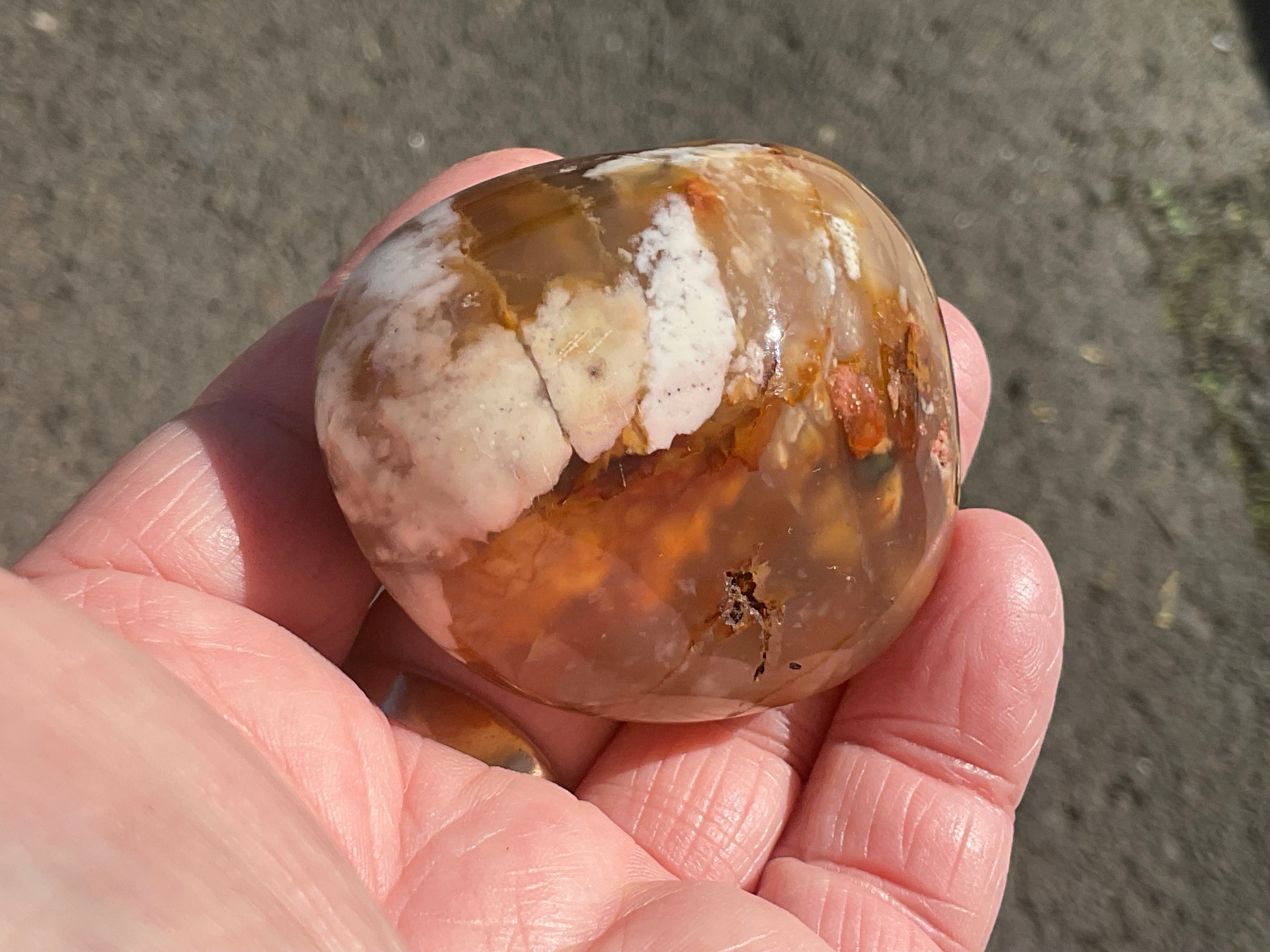 120g Flower Agate Palmstone 2E