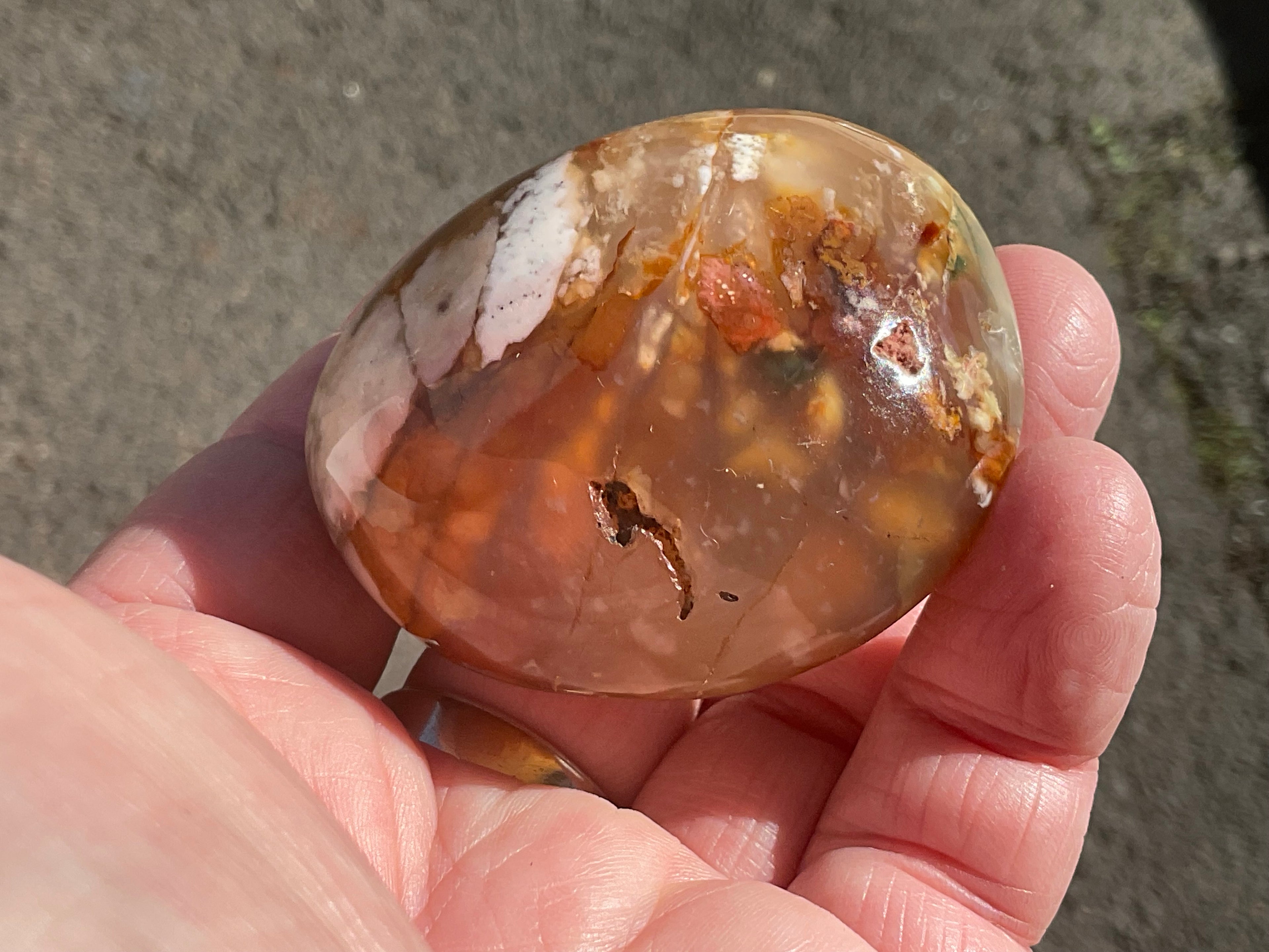 120g Flower Agate Palmstone 2E