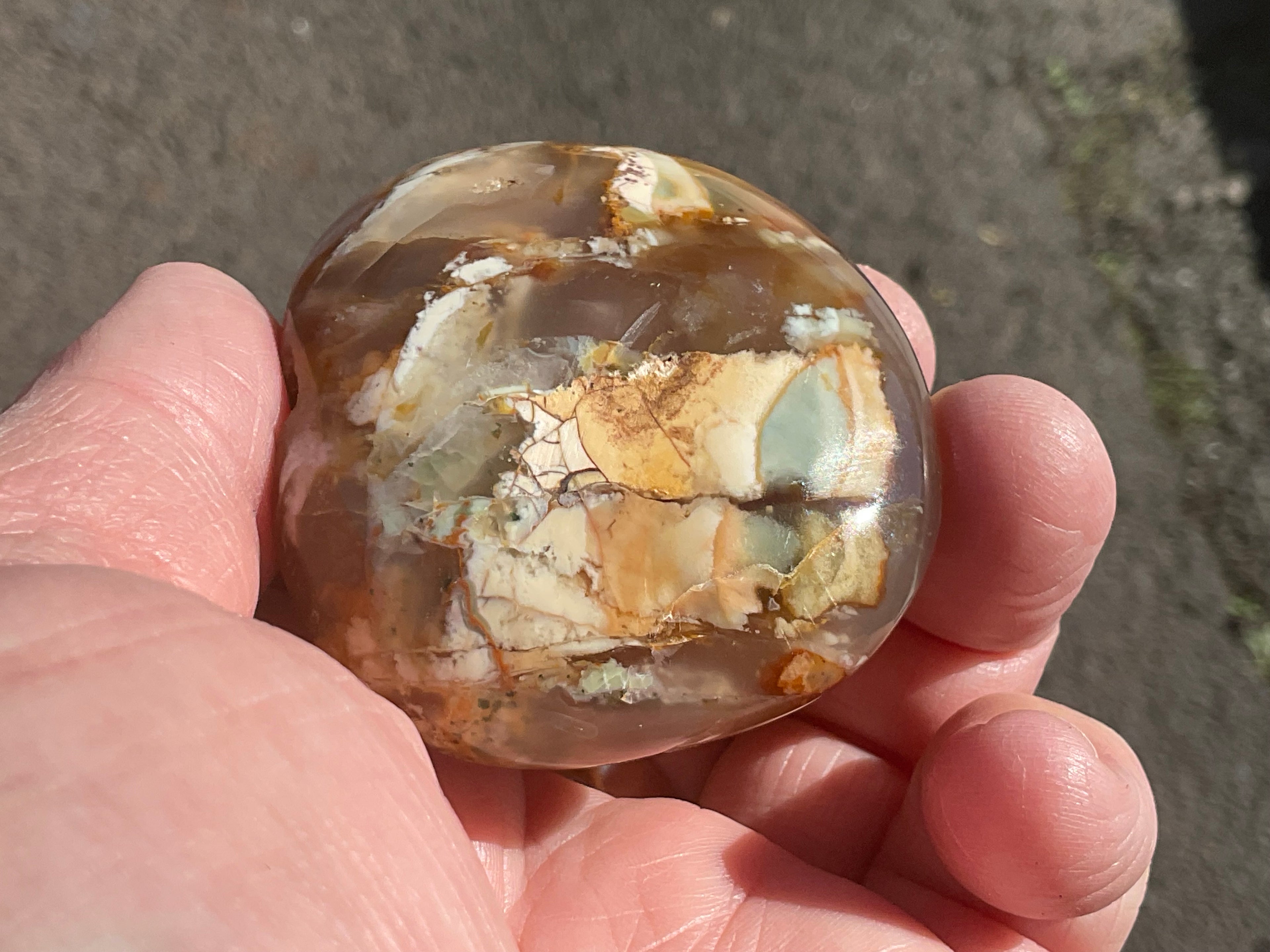120g Flower Agate Palmstone 2E