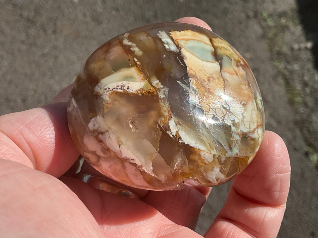 120g Flower Agate Palmstone 2E
