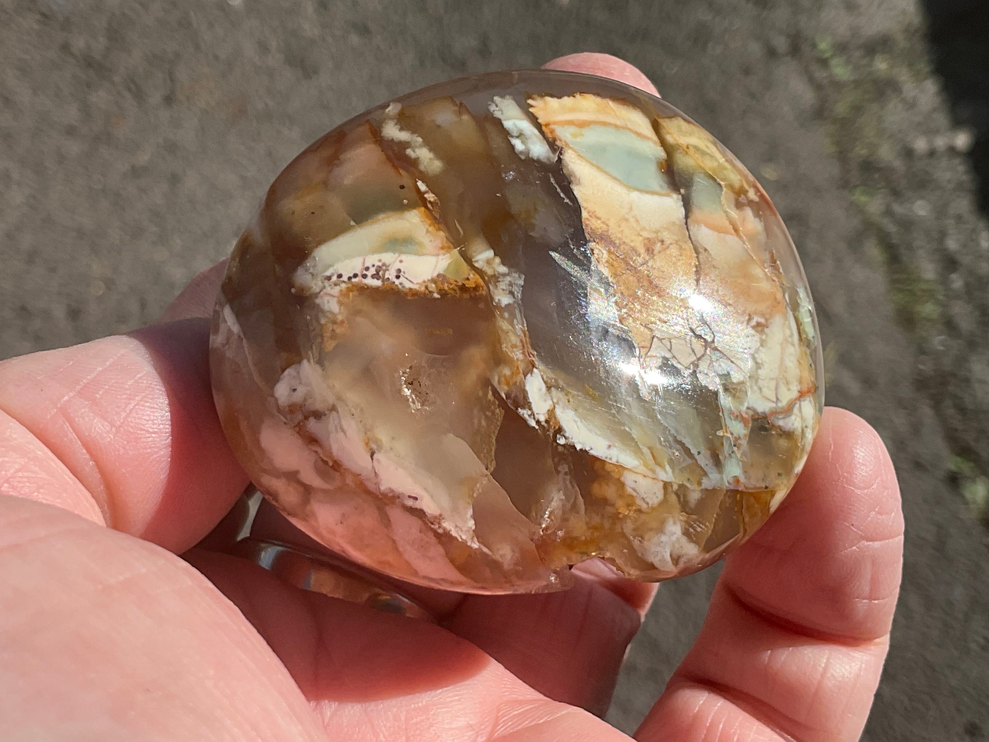 120g Flower Agate Palmstone 2E
