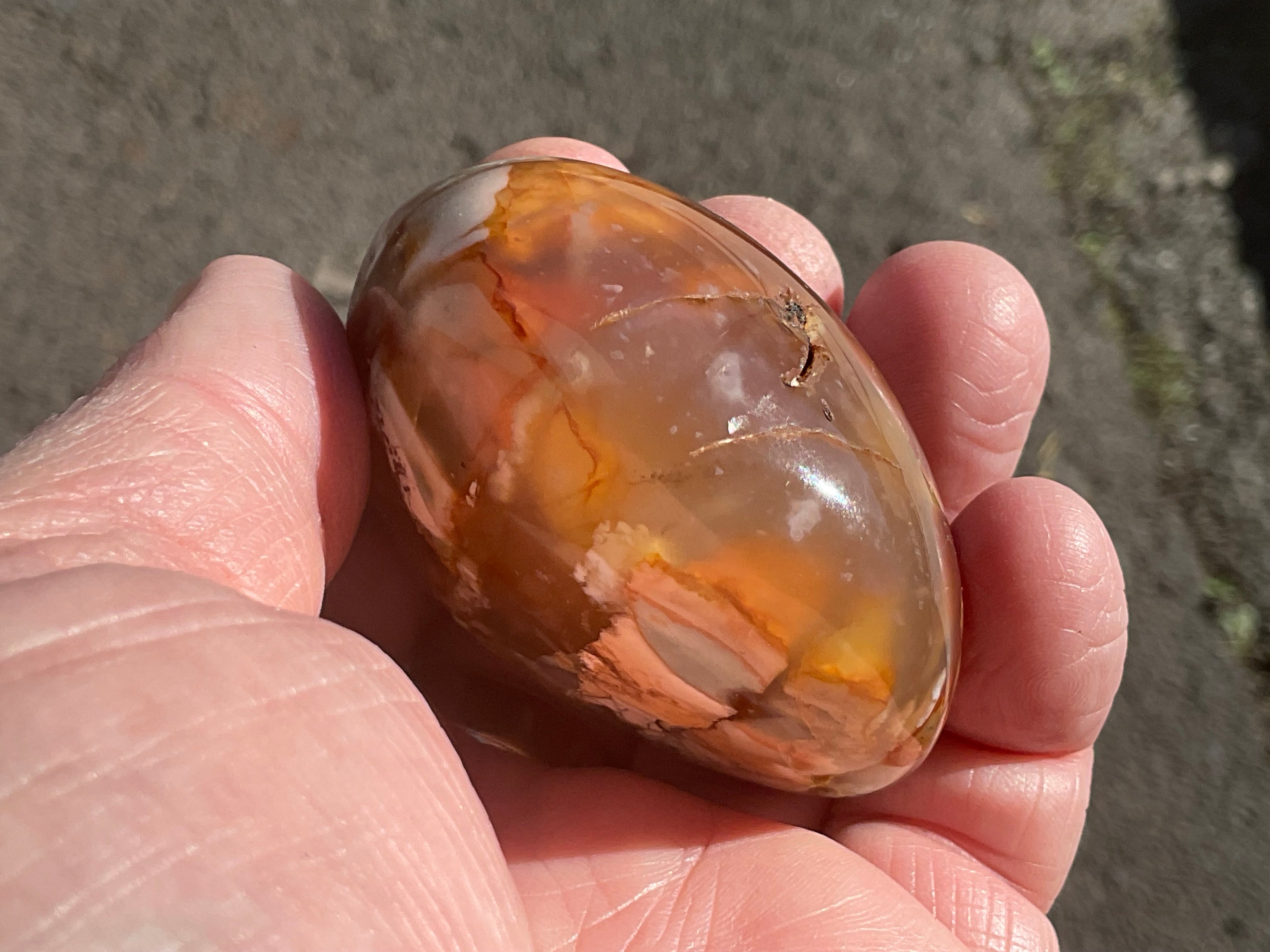 120g Flower Agate Palmstone 2E