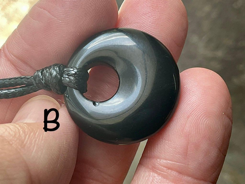 Black Obsidian Donut (Pi Stone) Variation Necklace Group 1