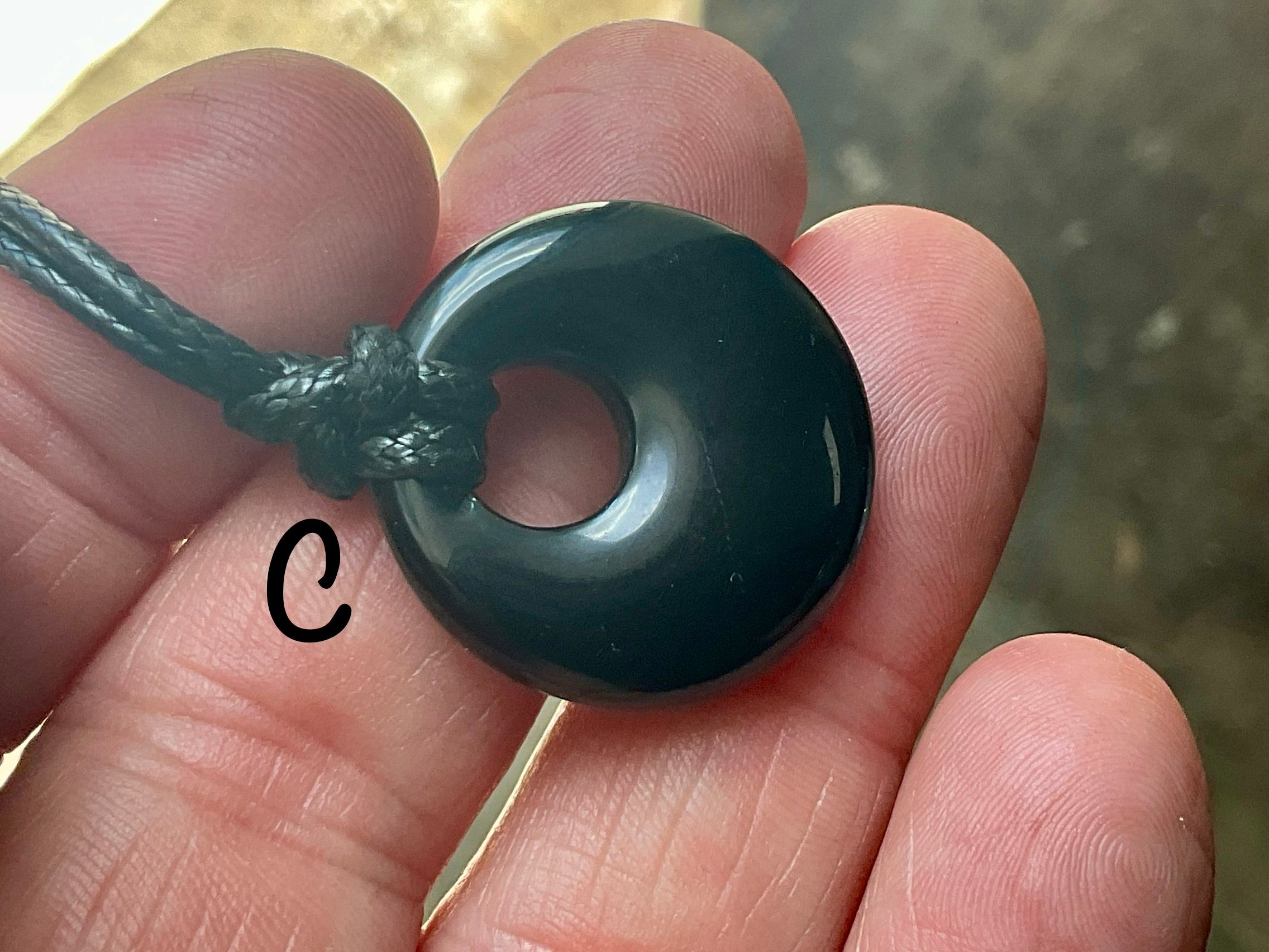 Black Obsidian Donut (Pi Stone) Variation Necklace Group 1