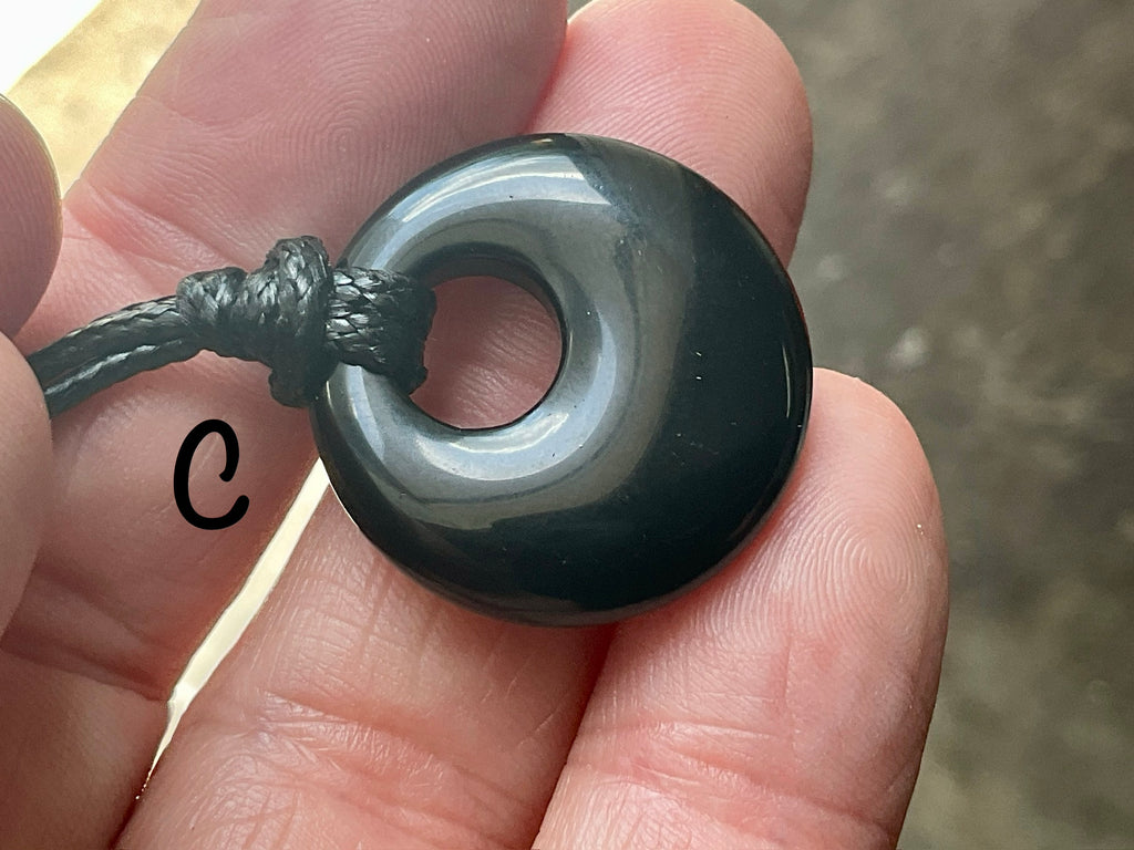 Black Obsidian Donut (Pi Stone) Variation Necklace Group 1