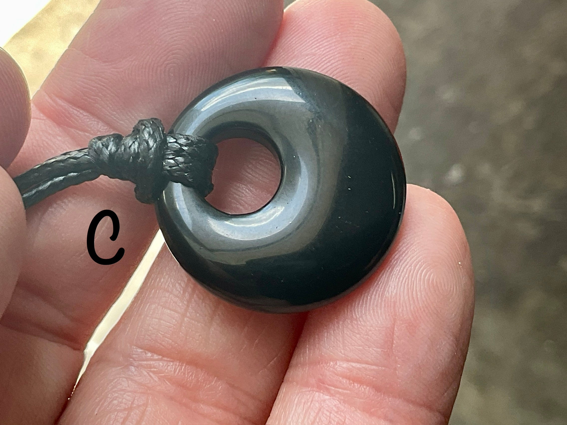 Black Obsidian Donut (Pi Stone) Variation Necklace Group 1