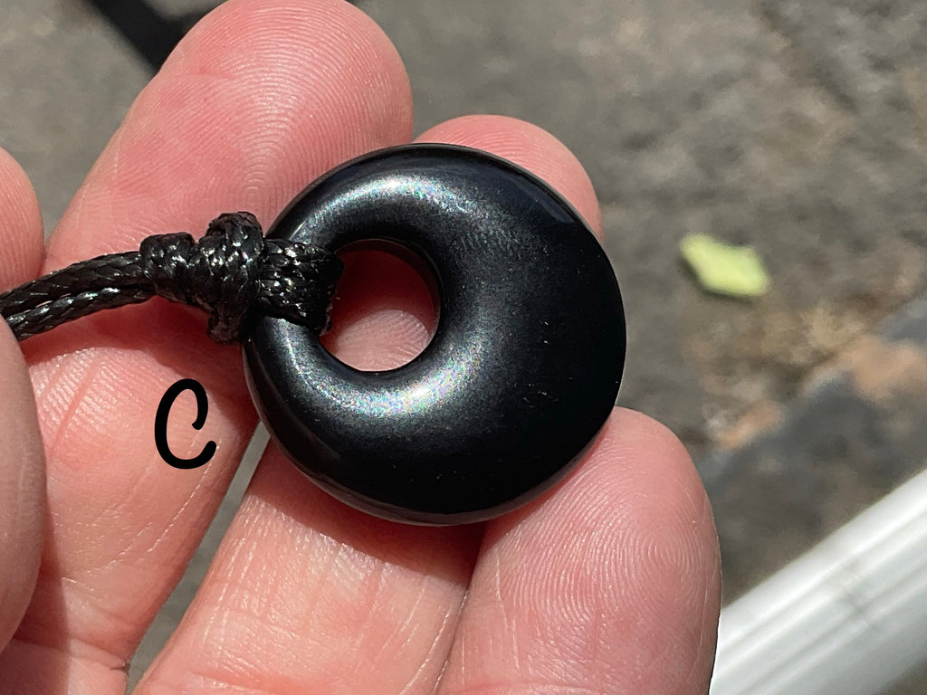 Black Obsidian Donut (Pi Stone) Variation Necklace Group 1