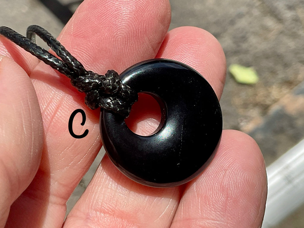 Black Obsidian Donut (Pi Stone) Variation Necklace Group 1