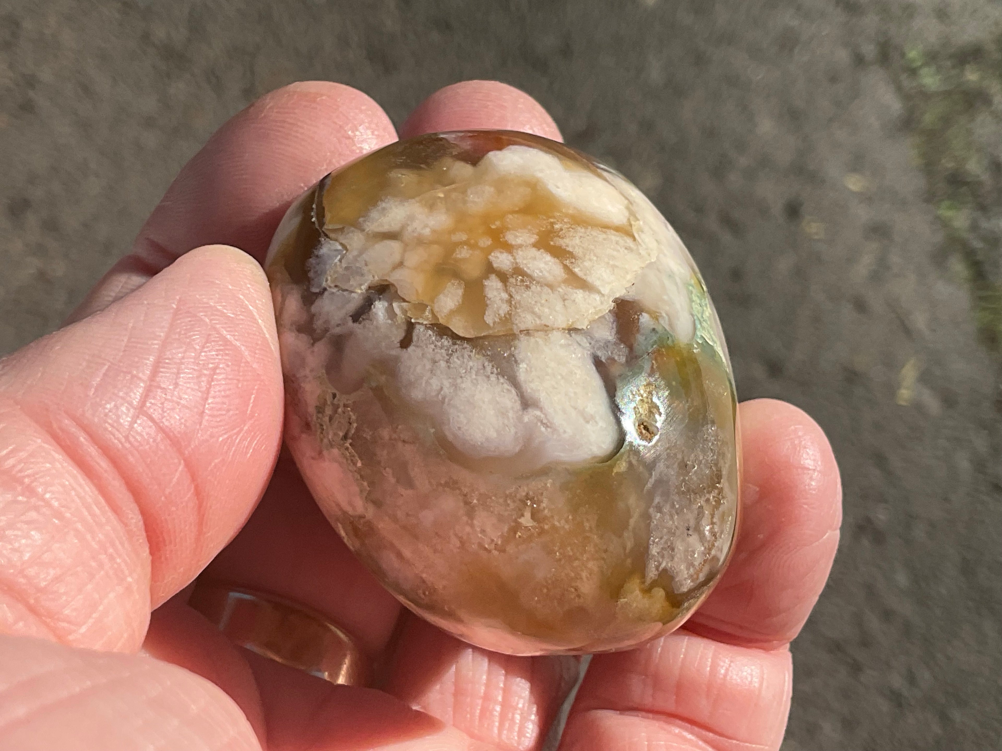 109g Flower Agate Palmstone 9A