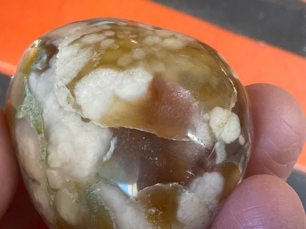 109g Flower Agate Palmstone 9A