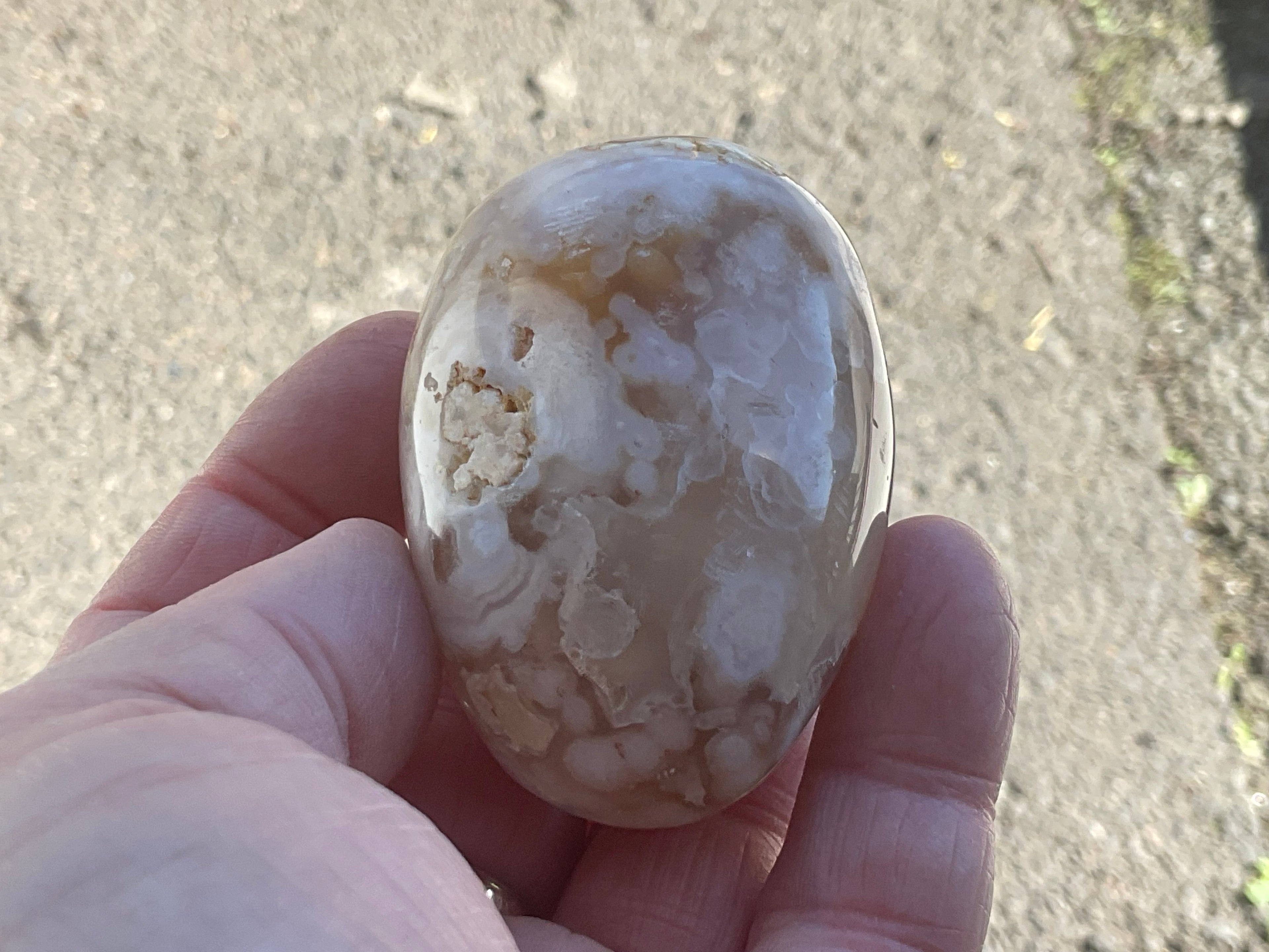 152g Flower Agate Palmstone 10B