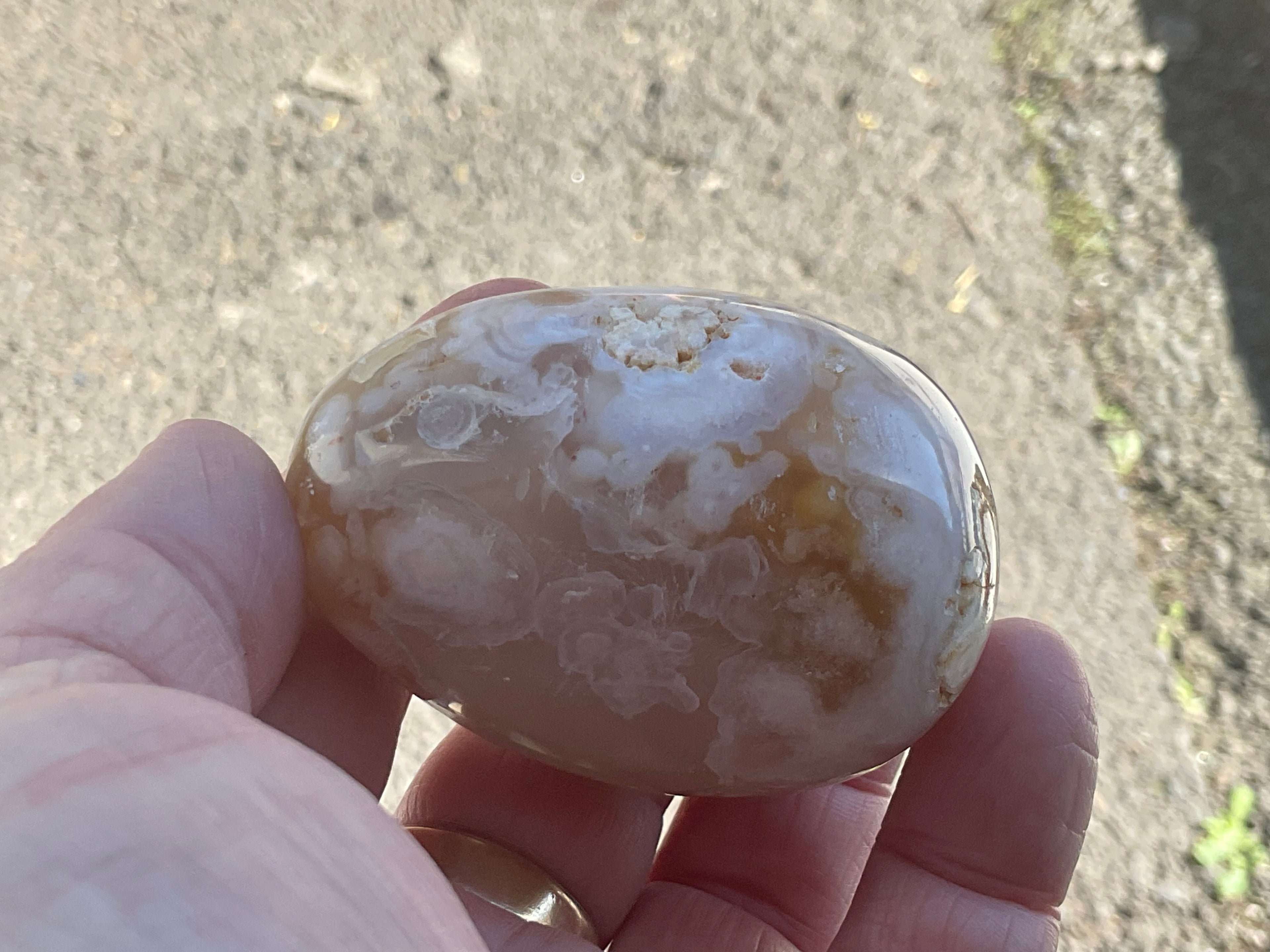 152g Flower Agate Palmstone 10B