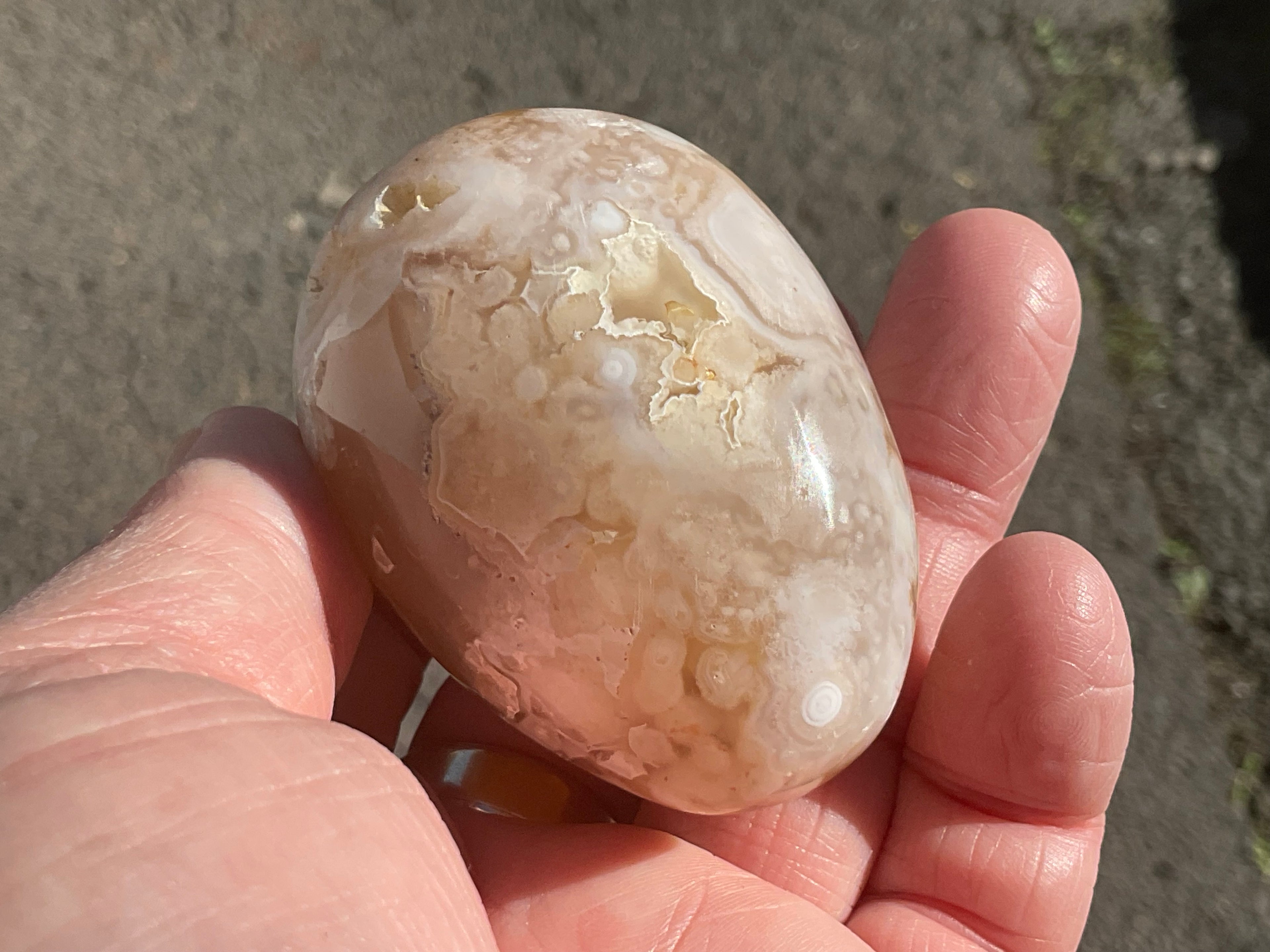 152g Flower Agate Palmstone 10B