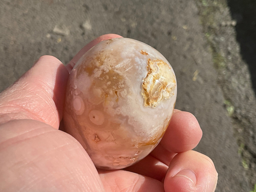 152g Flower Agate Palmstone 10B